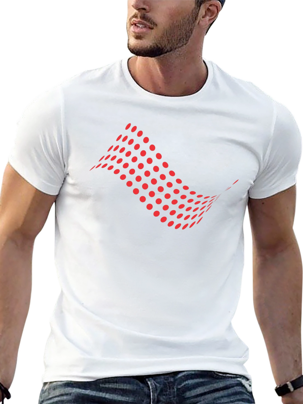 Abstract Red Dots Graphic Black T-Shirt