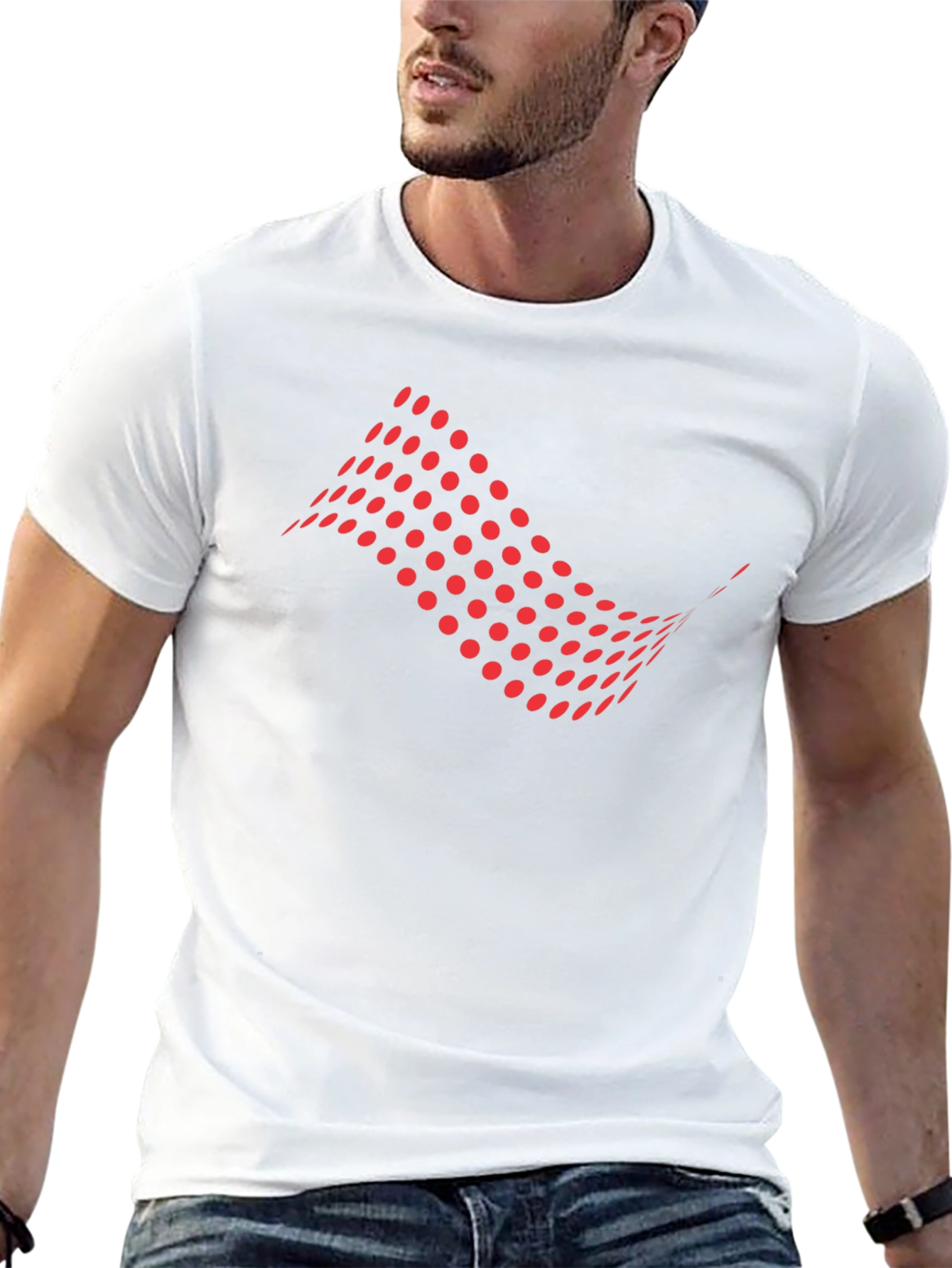 Abstract Red Dots Graphic Black T-Shirt