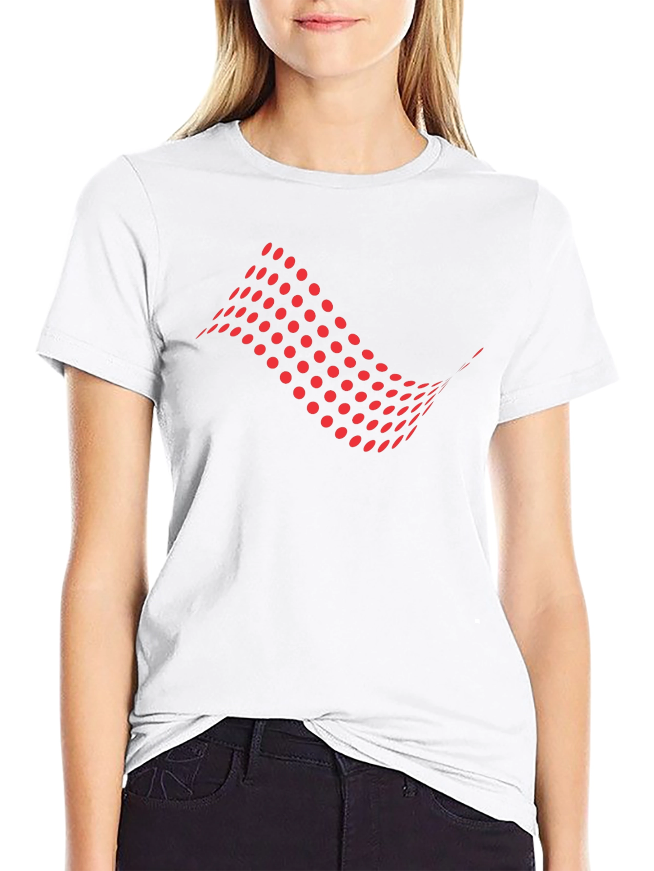 Abstract Red Dots Graphic Black T-Shirt