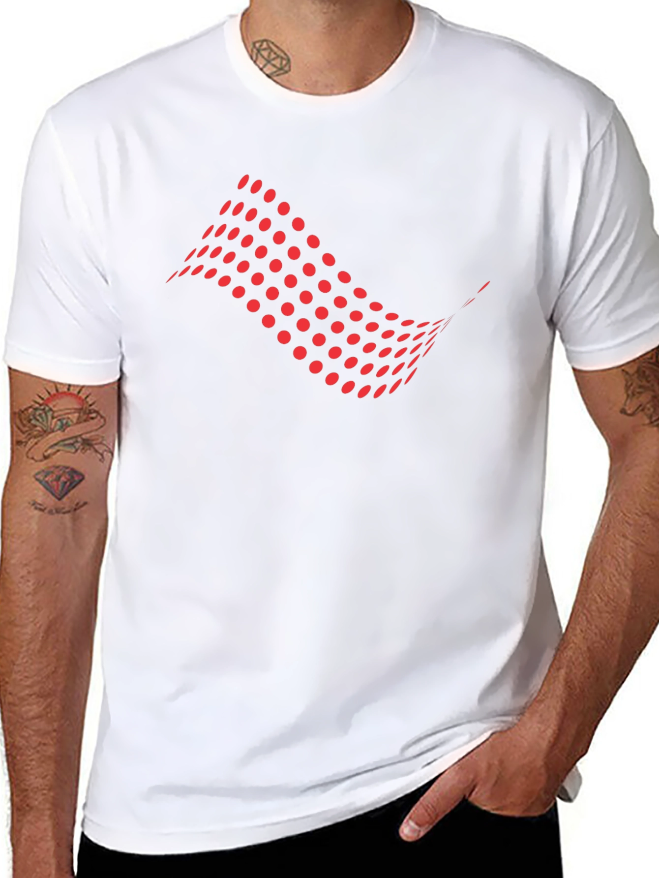 Abstract Red Dots Graphic Black T-Shirt