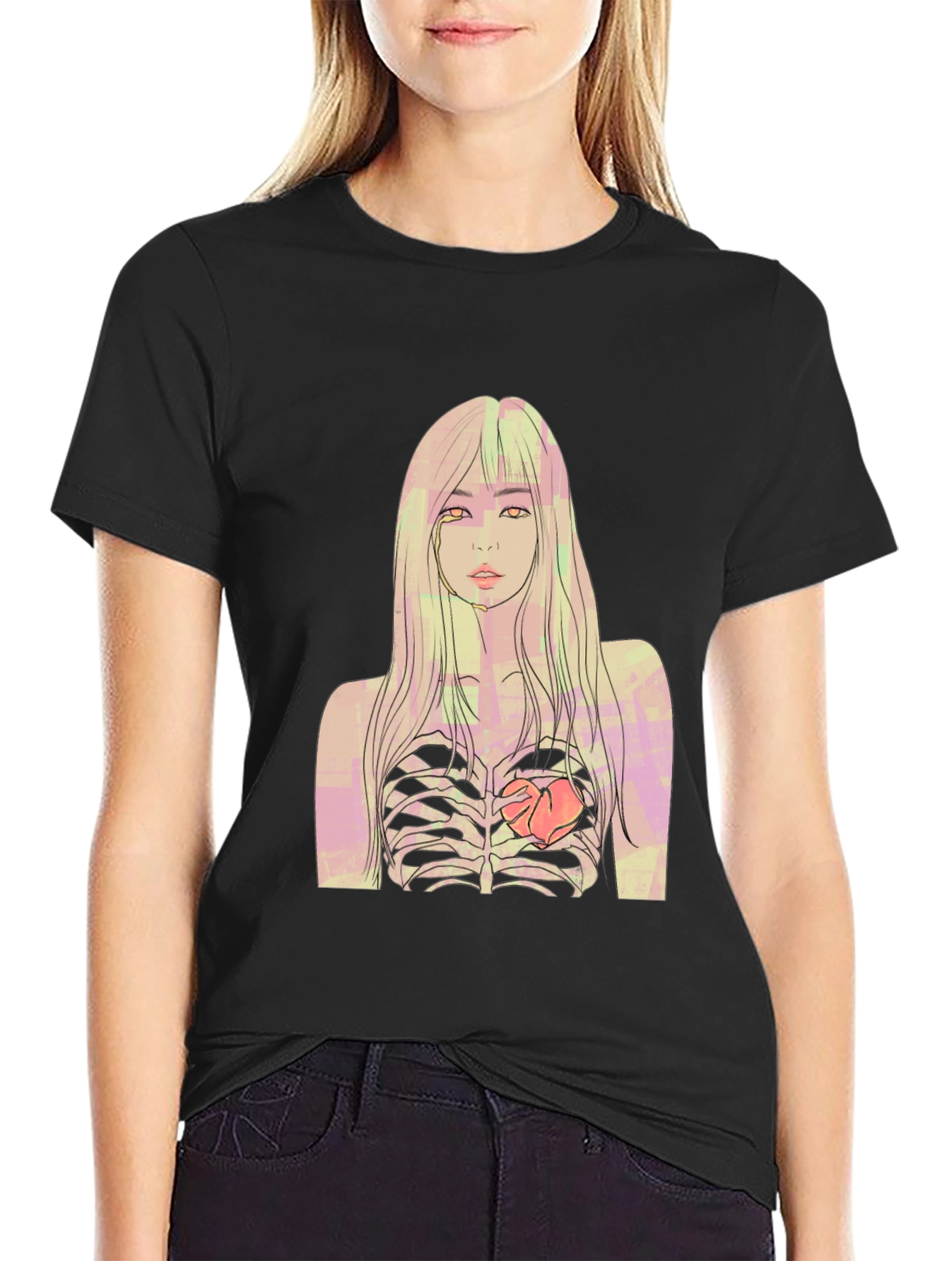 Edgy Ribcage Graphic Tee - Black Unisex T-Shirt