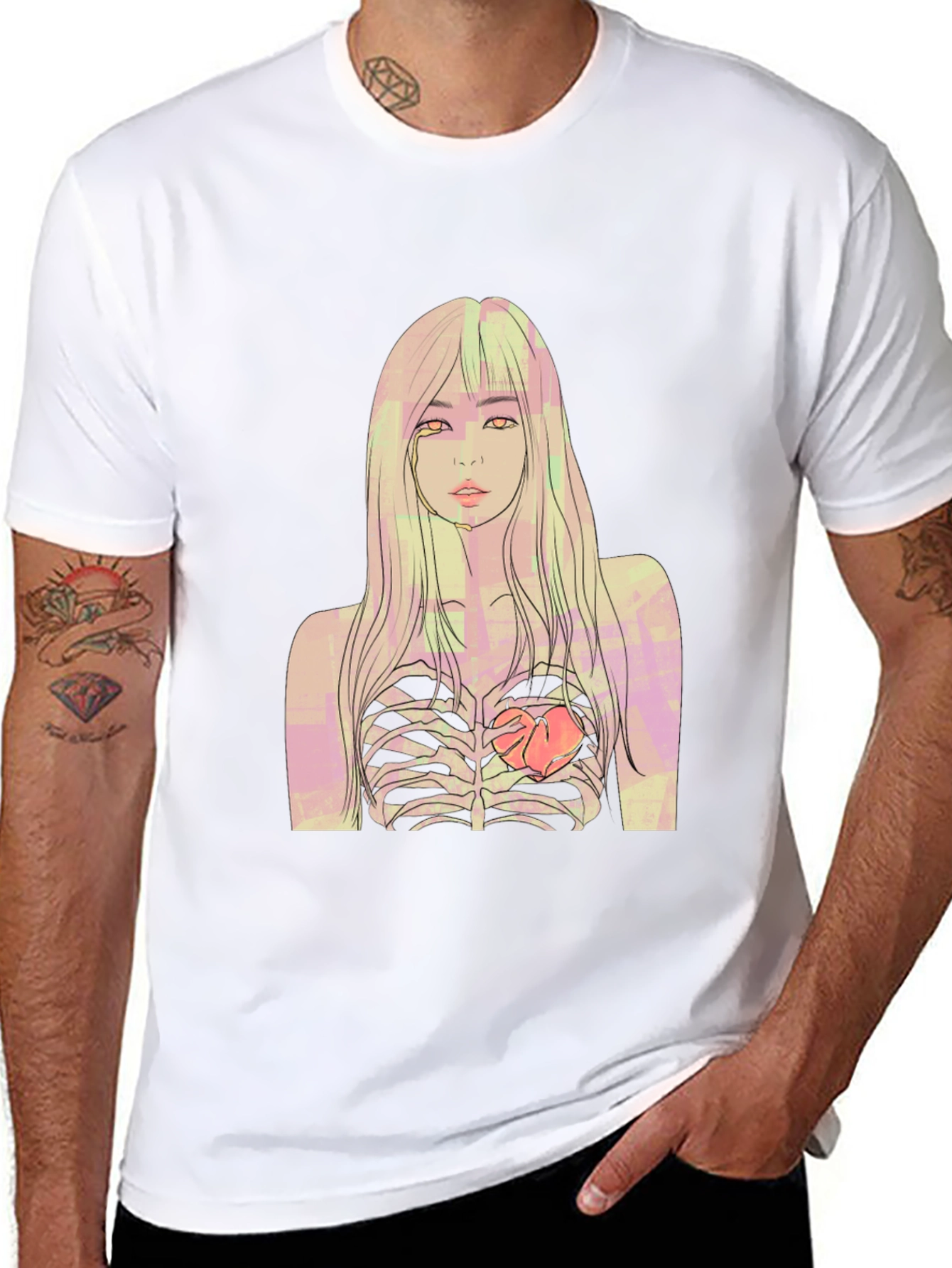 Edgy Ribcage Graphic Tee - Black Unisex T-Shirt