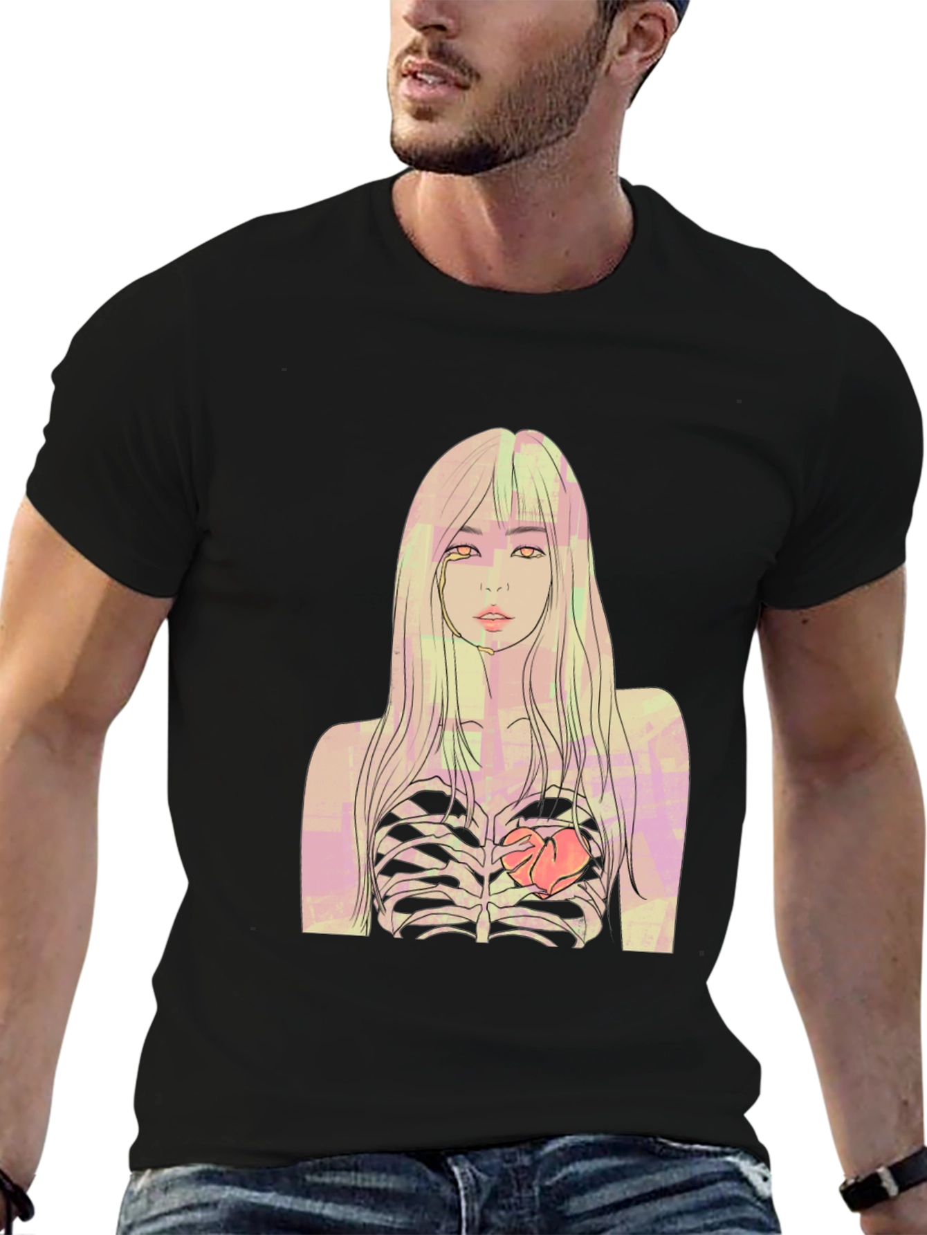 Edgy Ribcage Graphic Tee - Black Unisex T-Shirt