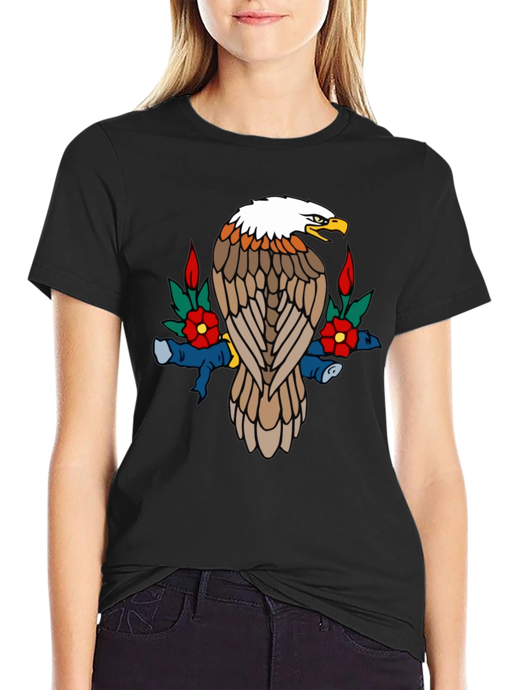 Eagle Graphic Tee - Black Cotton Blend