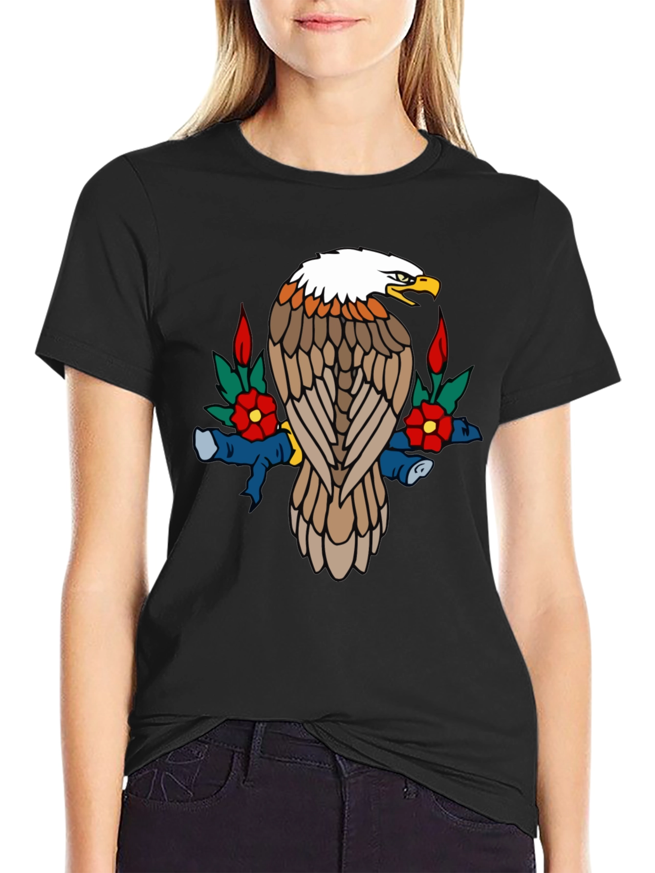 Eagle Graphic Tee - Black Cotton Blend