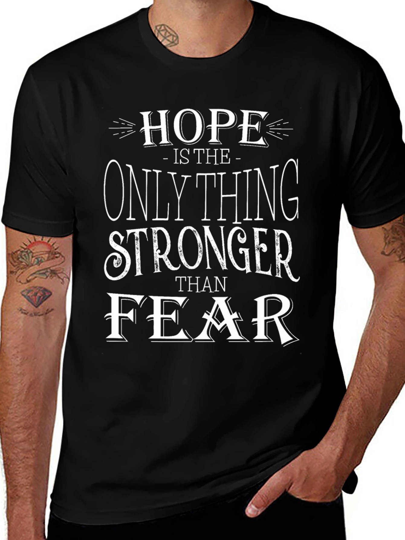 Hope Stronger Than Fear Graphic Tee - Black