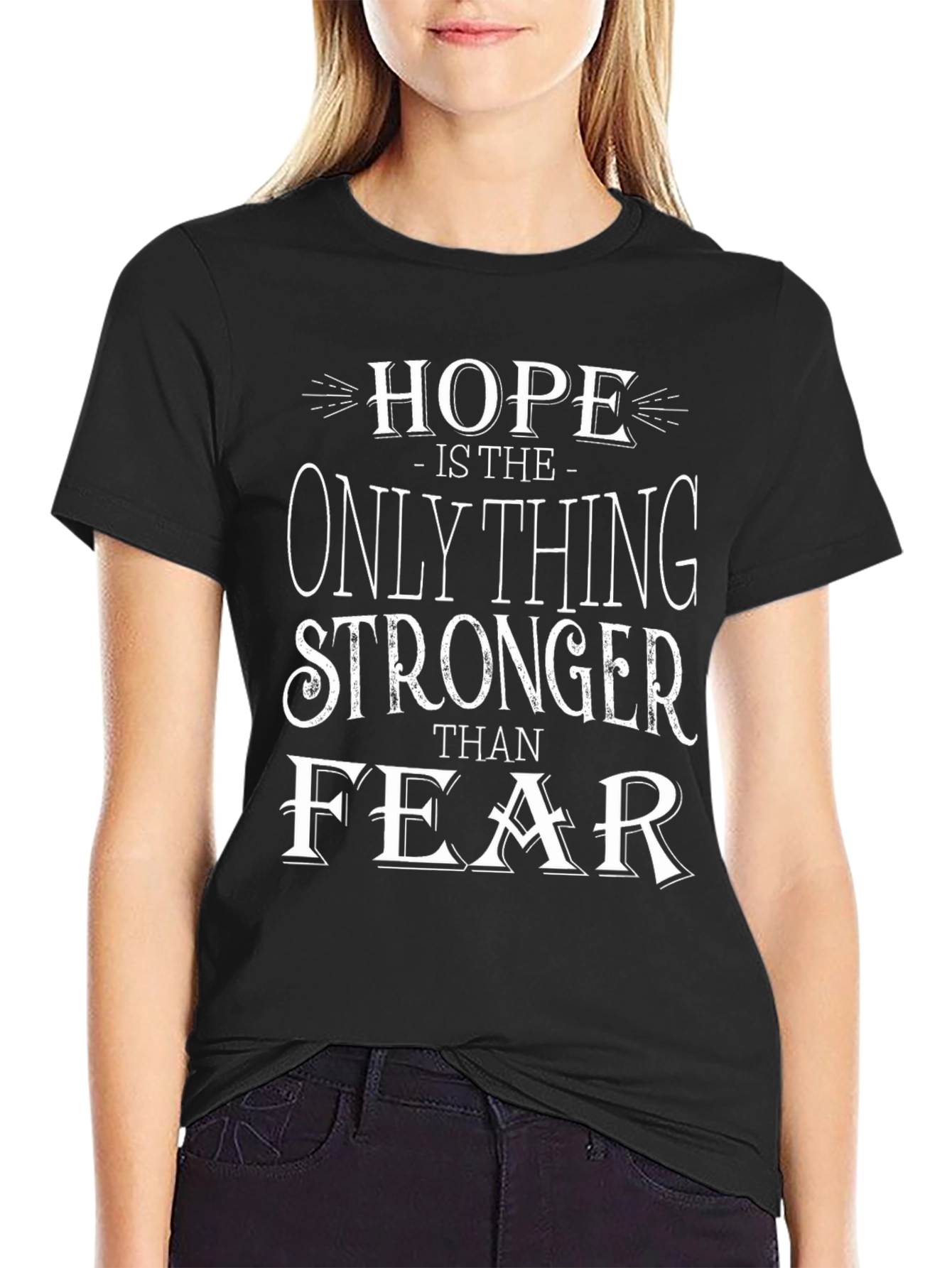 Hope Stronger Than Fear Graphic Tee - Black