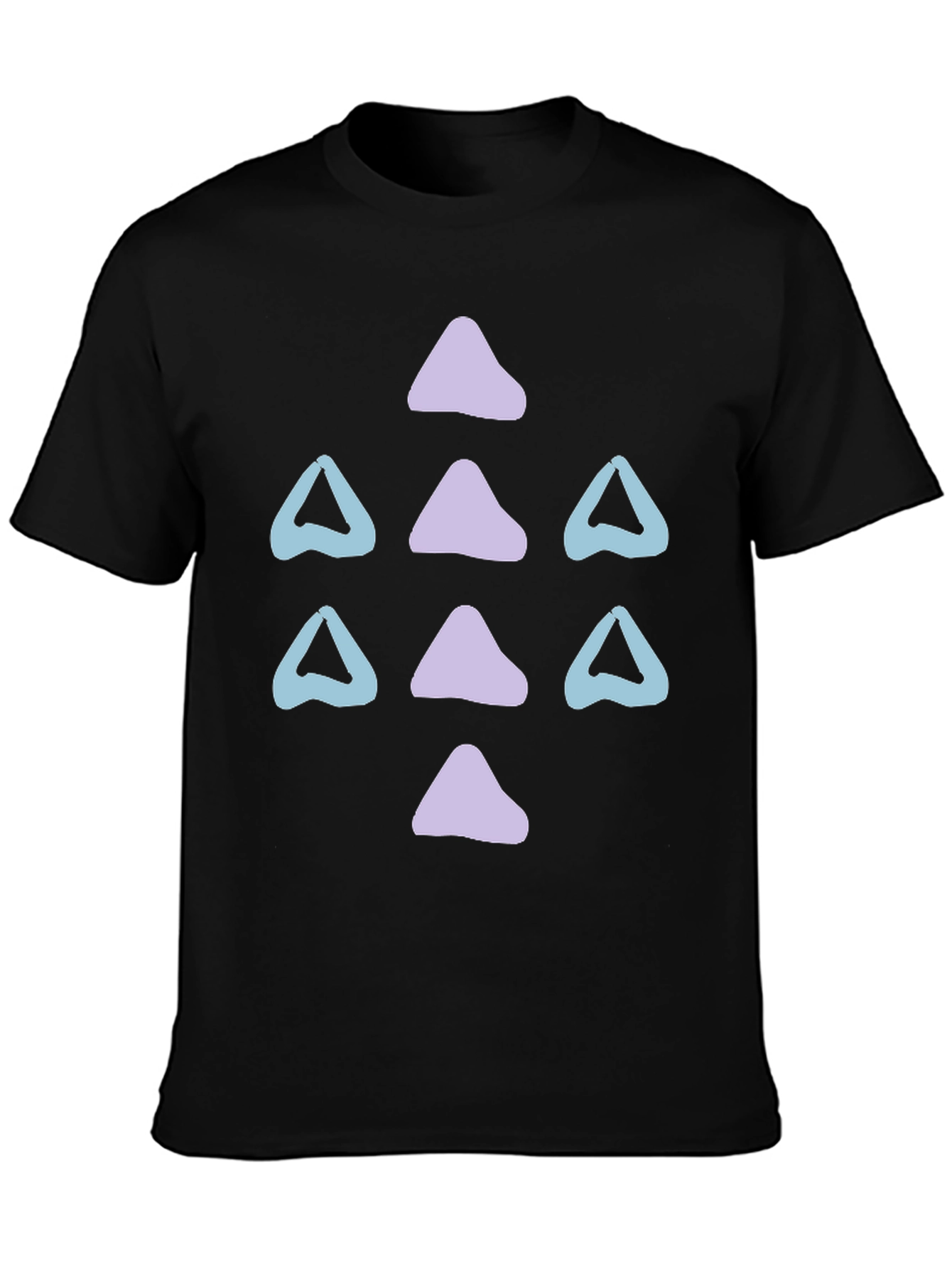 Abstract Triangle Pattern Black T-Shirt