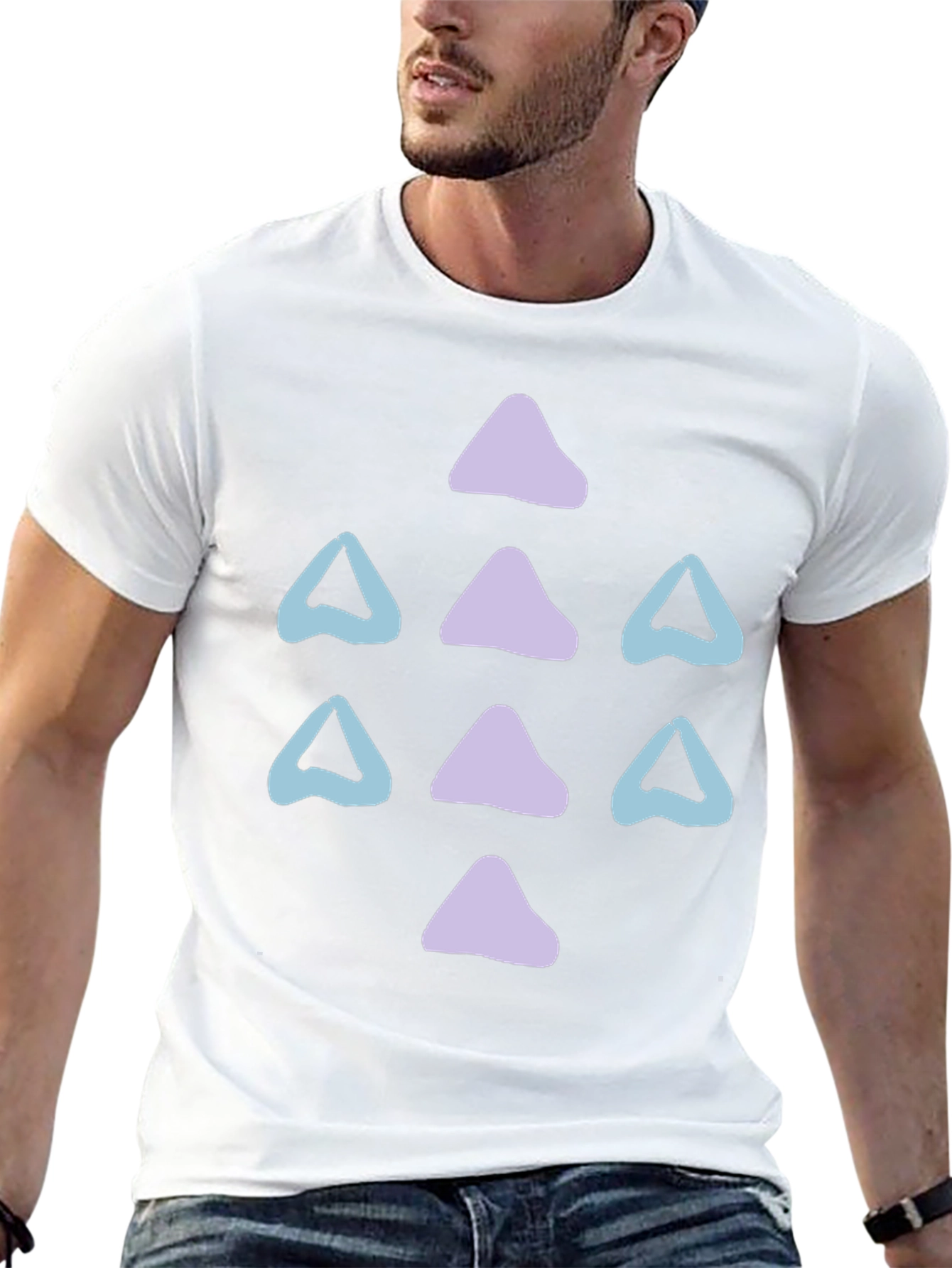 Abstract Triangle Pattern Black T-Shirt