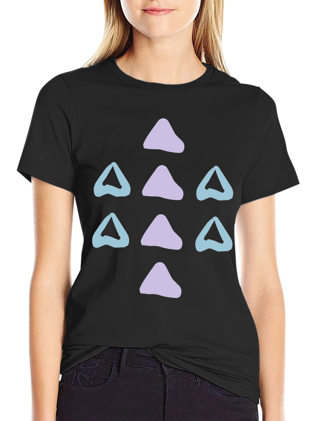 Abstract Triangle Pattern Black T-Shirt