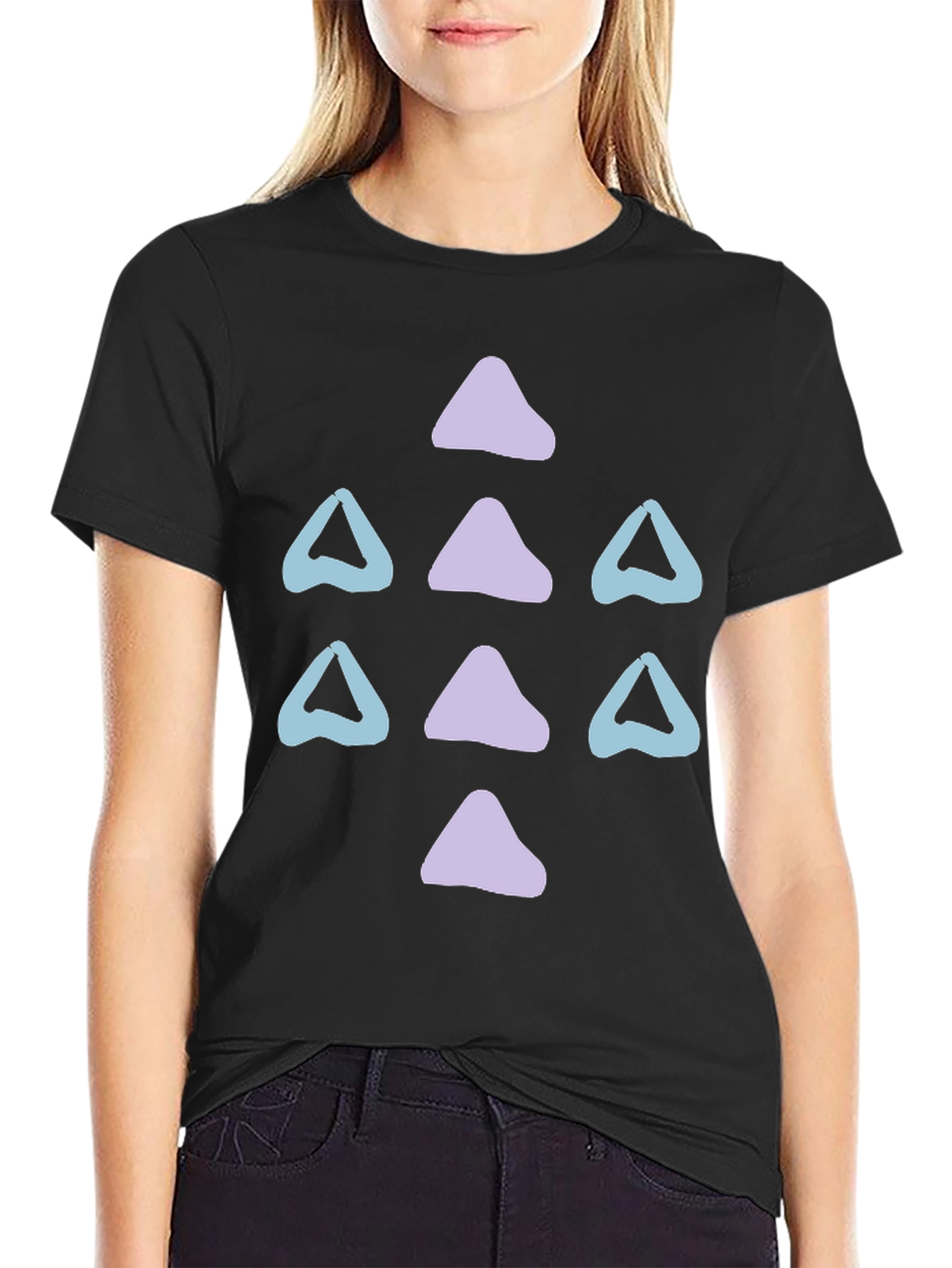 Abstract Triangle Pattern Black T-Shirt