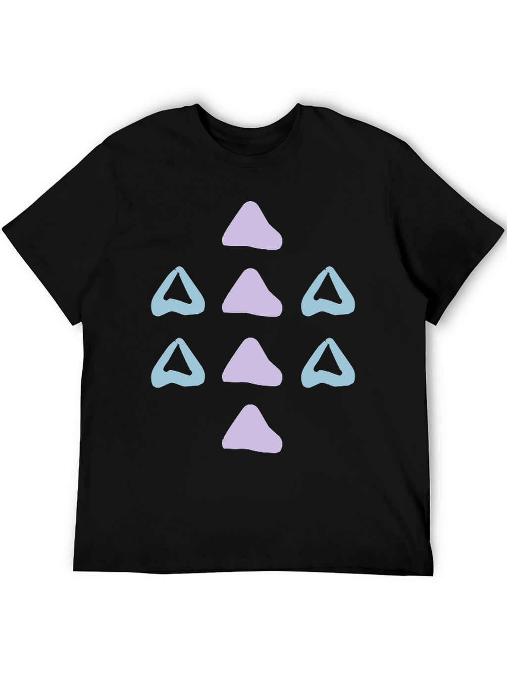 Abstract Triangle Pattern Black T-Shirt