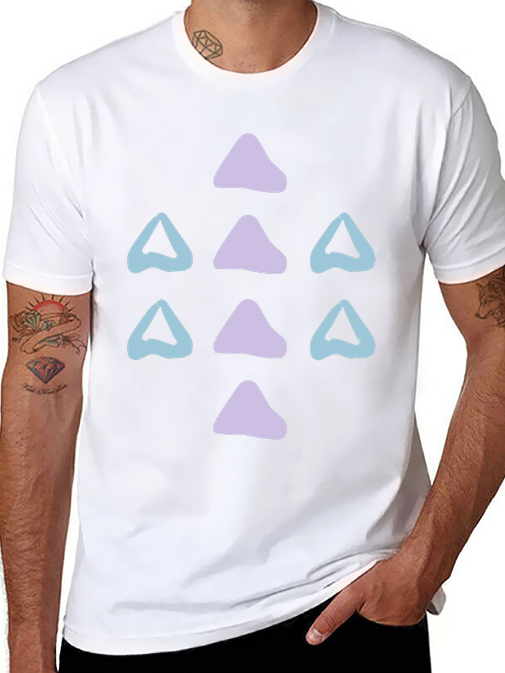 Abstract Triangle Pattern Black T-Shirt