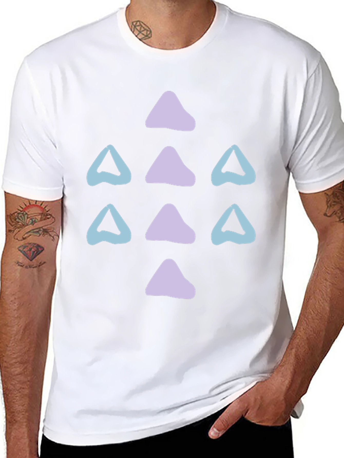 Abstract Triangle Pattern Black T-Shirt