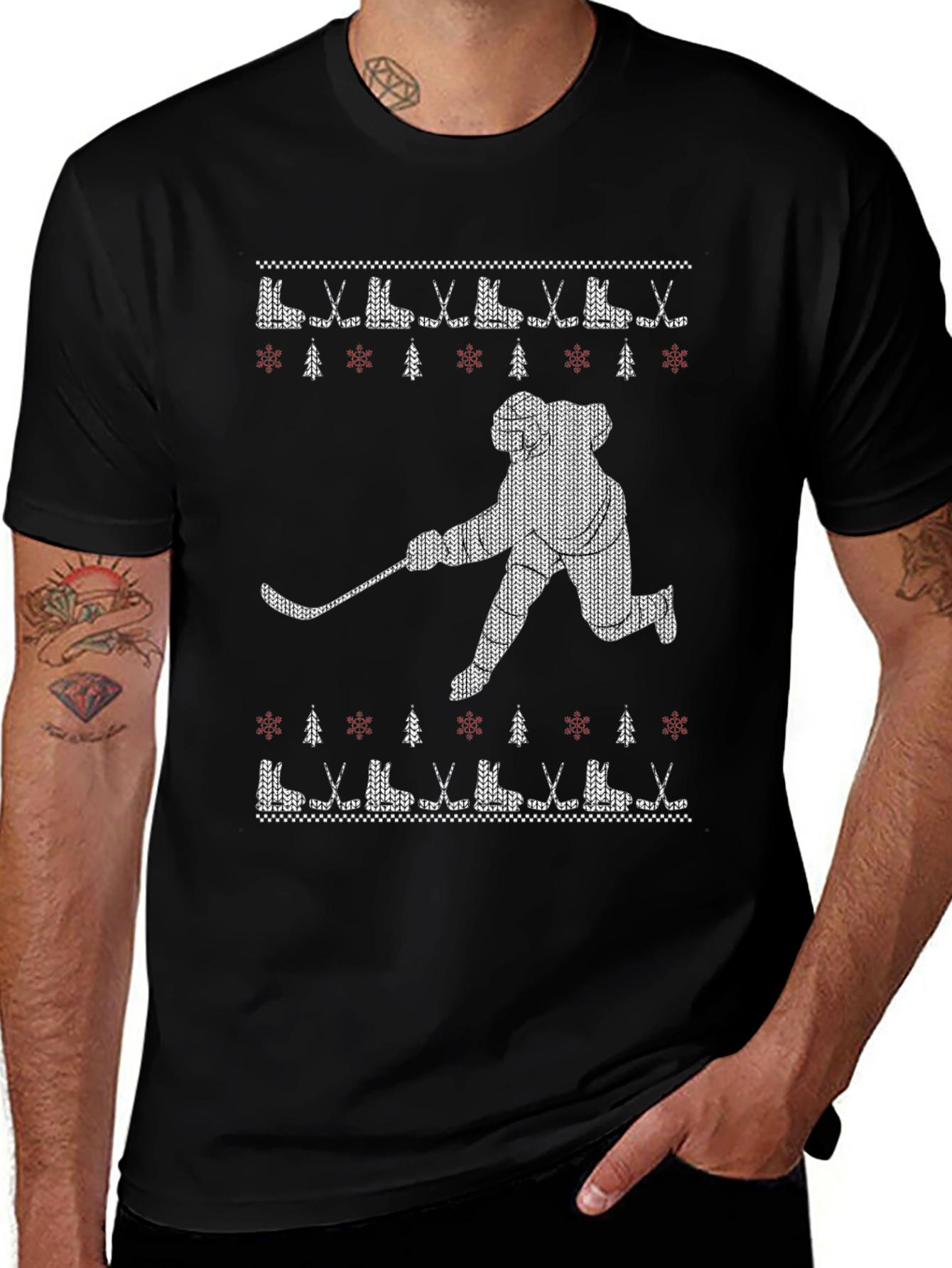 Festive Hockey Player Graphic Tee