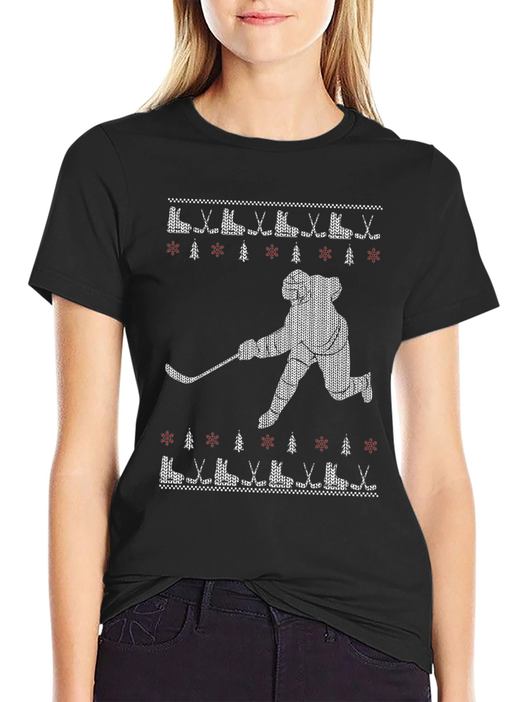 Festive Hockey Player Graphic Tee