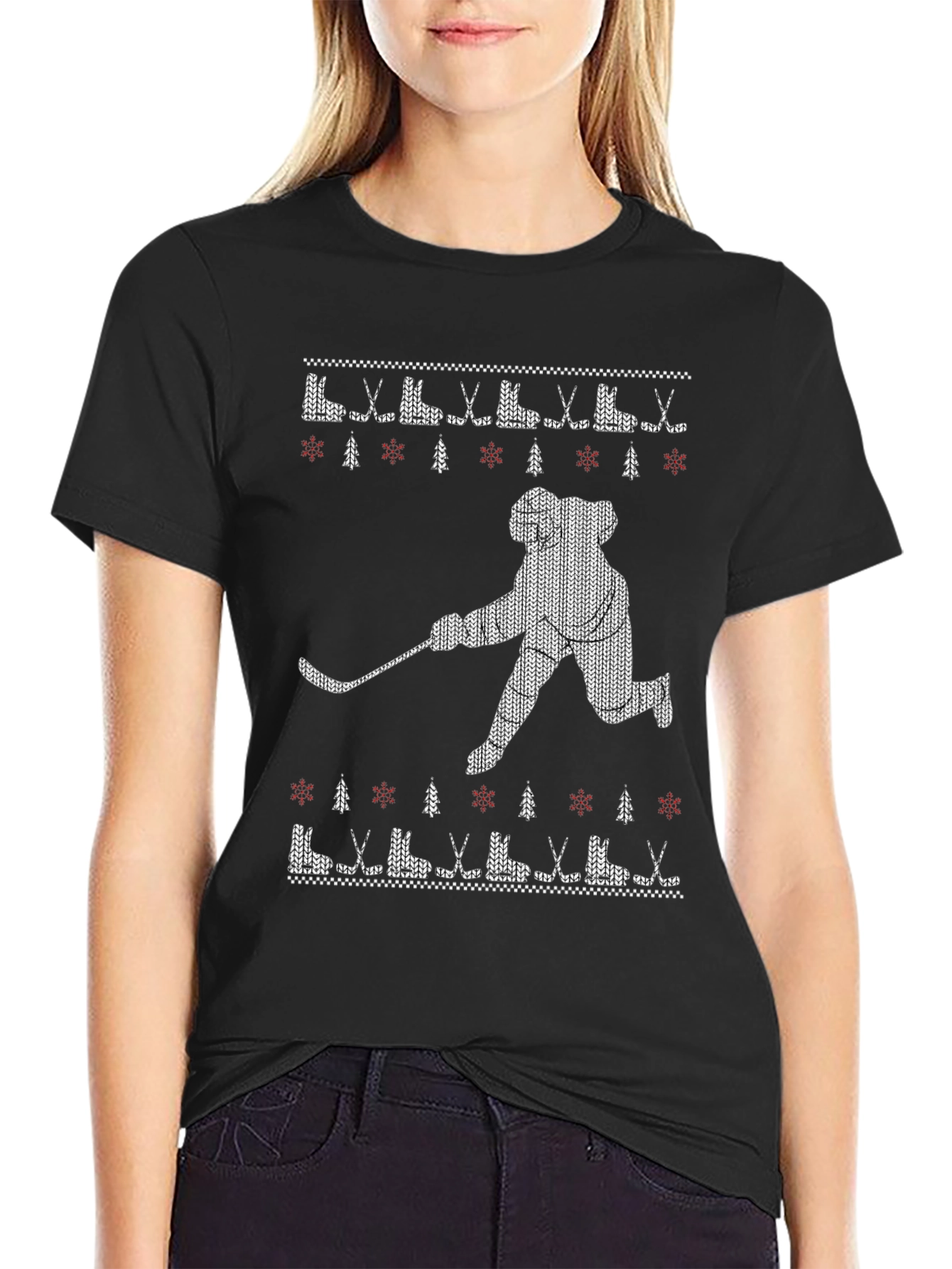 Festive Hockey Player Graphic Tee