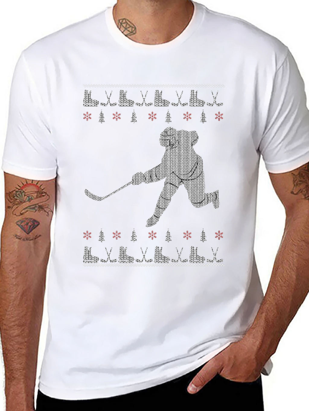 Festive Hockey Player Graphic Tee