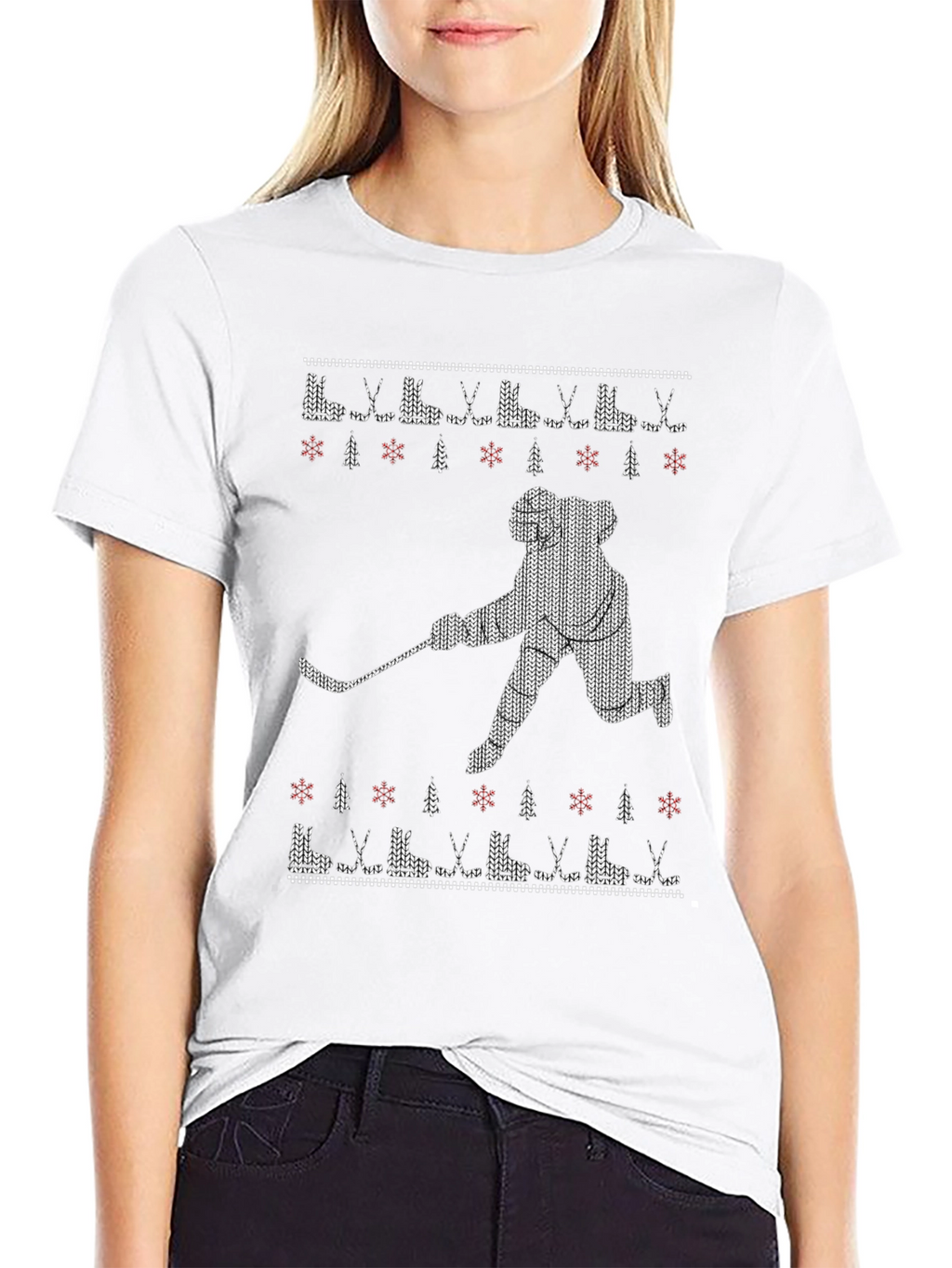 Festive Hockey Player Graphic Tee