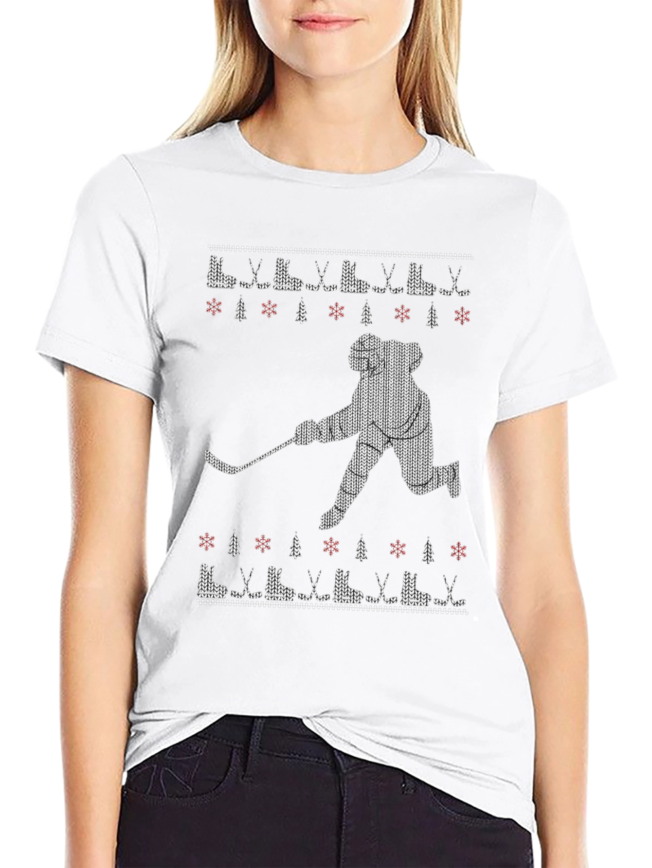 Festive Hockey Player Graphic Tee