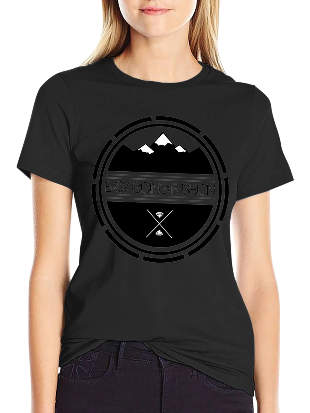 Easy Going Fashion Black Graphic Tee