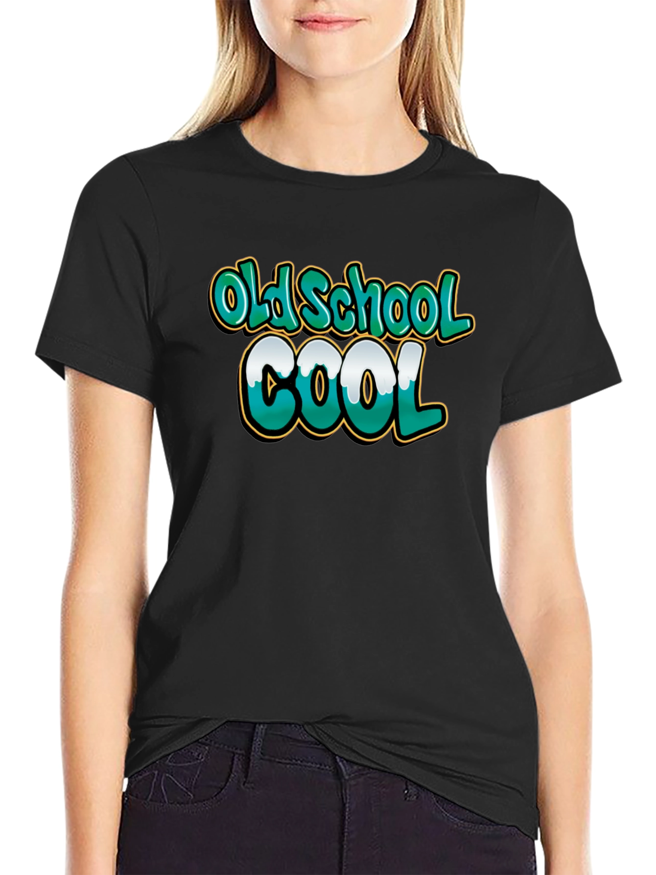 Old School Cool Graphic Tee - Black Cotton T-Shirt