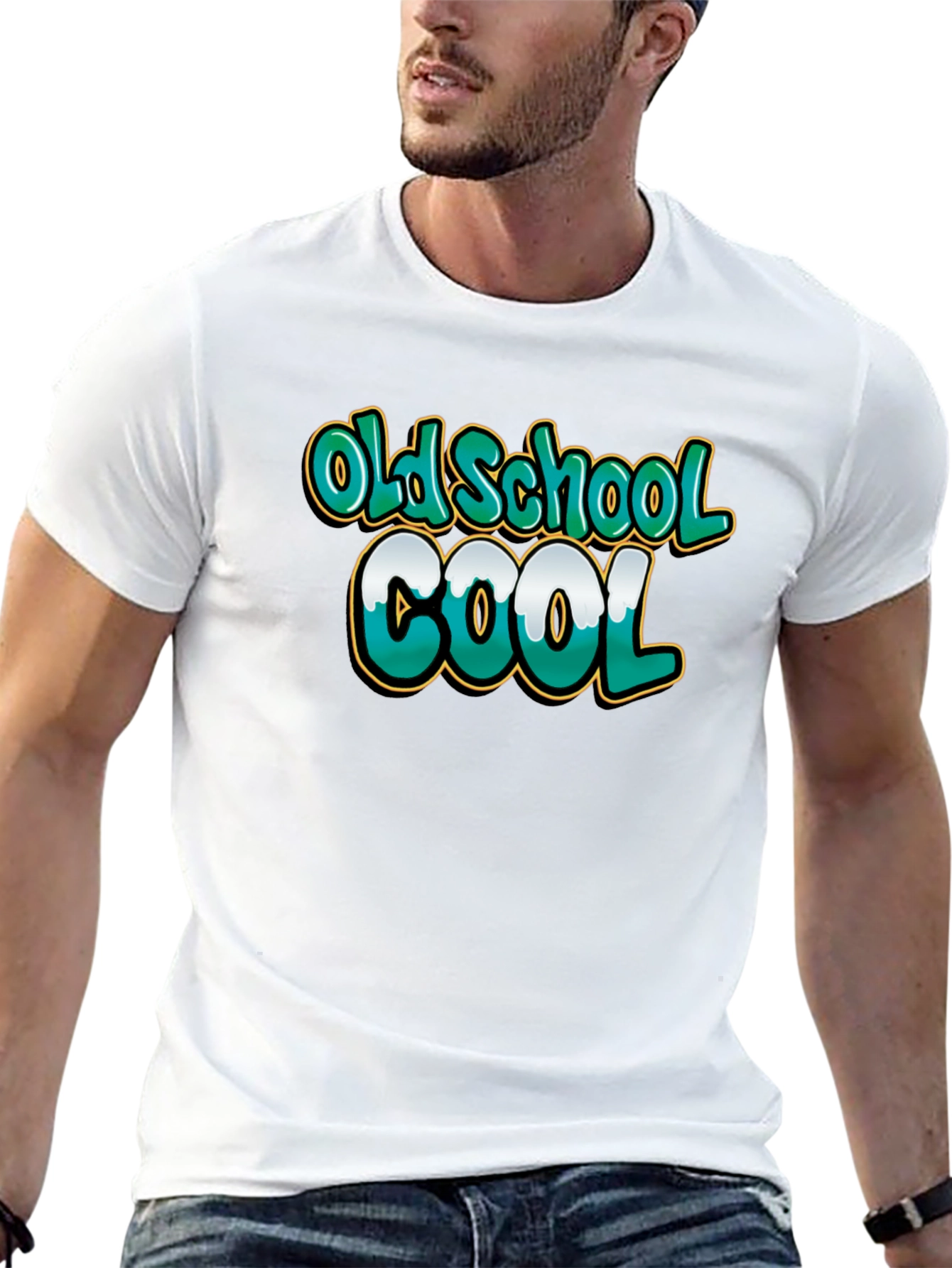 Old School Cool Graphic Tee - Black Cotton T-Shirt