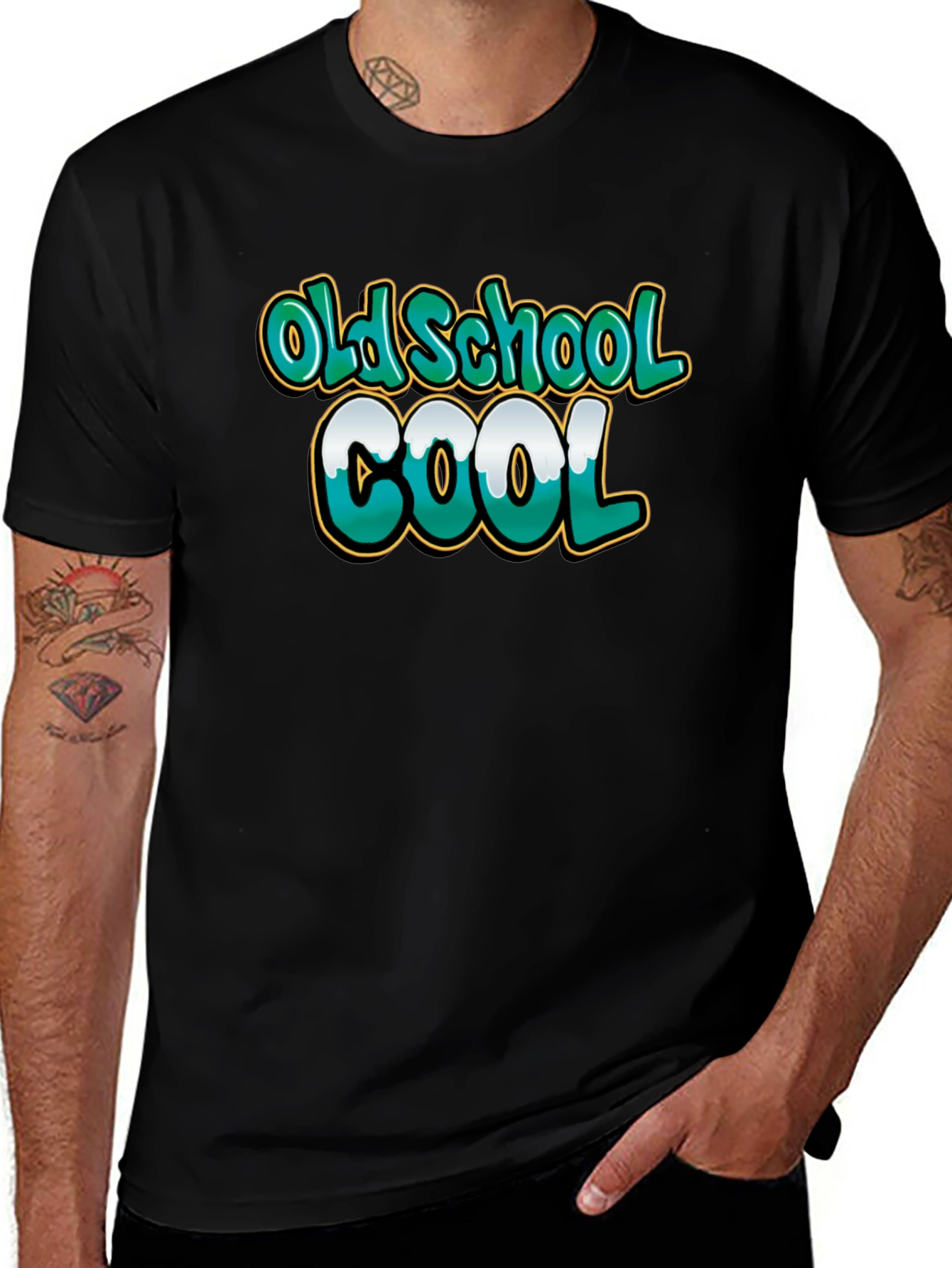 Old School Cool Graphic Tee - Black Cotton T-Shirt