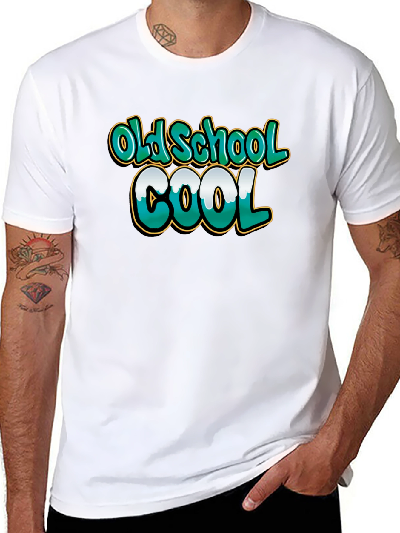 Old School Cool Graphic Tee - Black Cotton T-Shirt