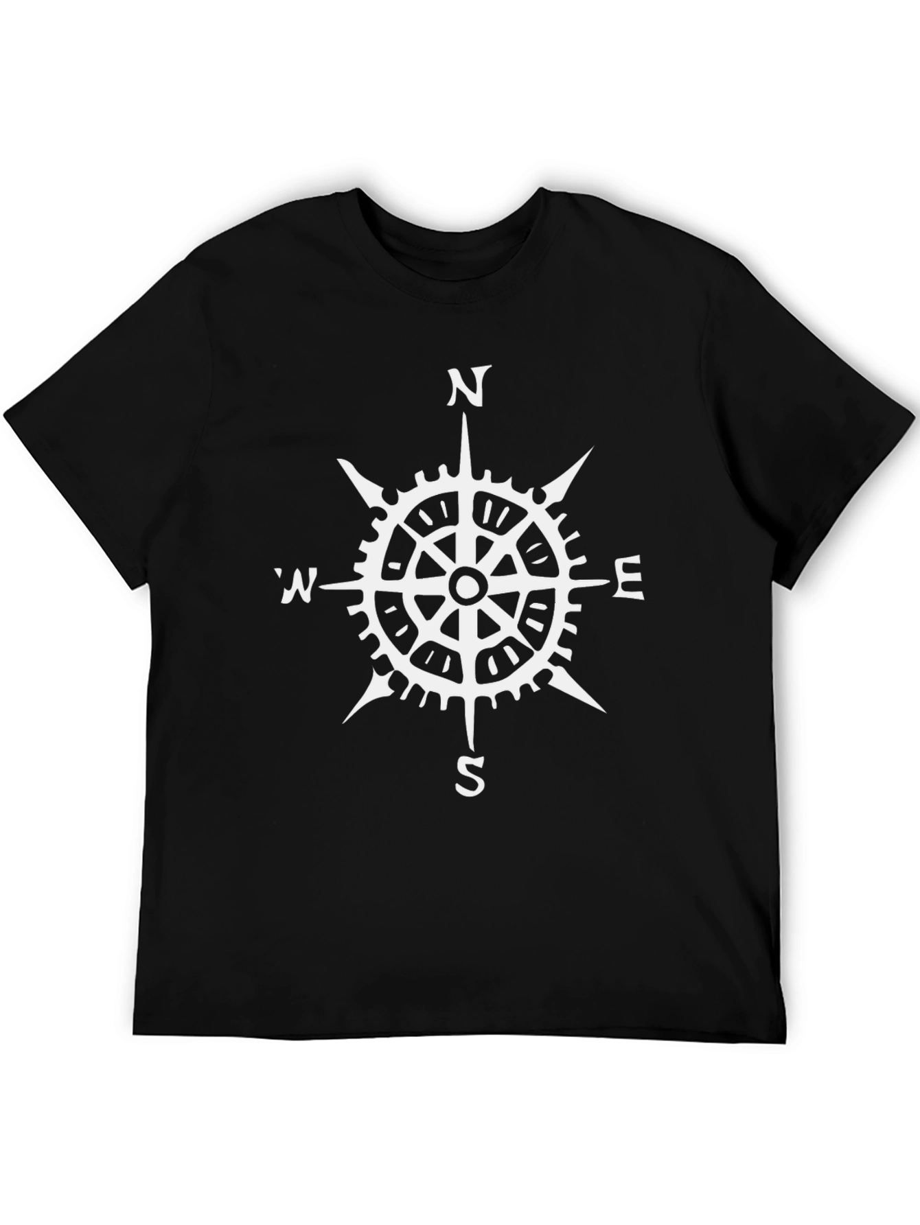 Compass Rose Graphic T-Shirt - Black Cotton Tee