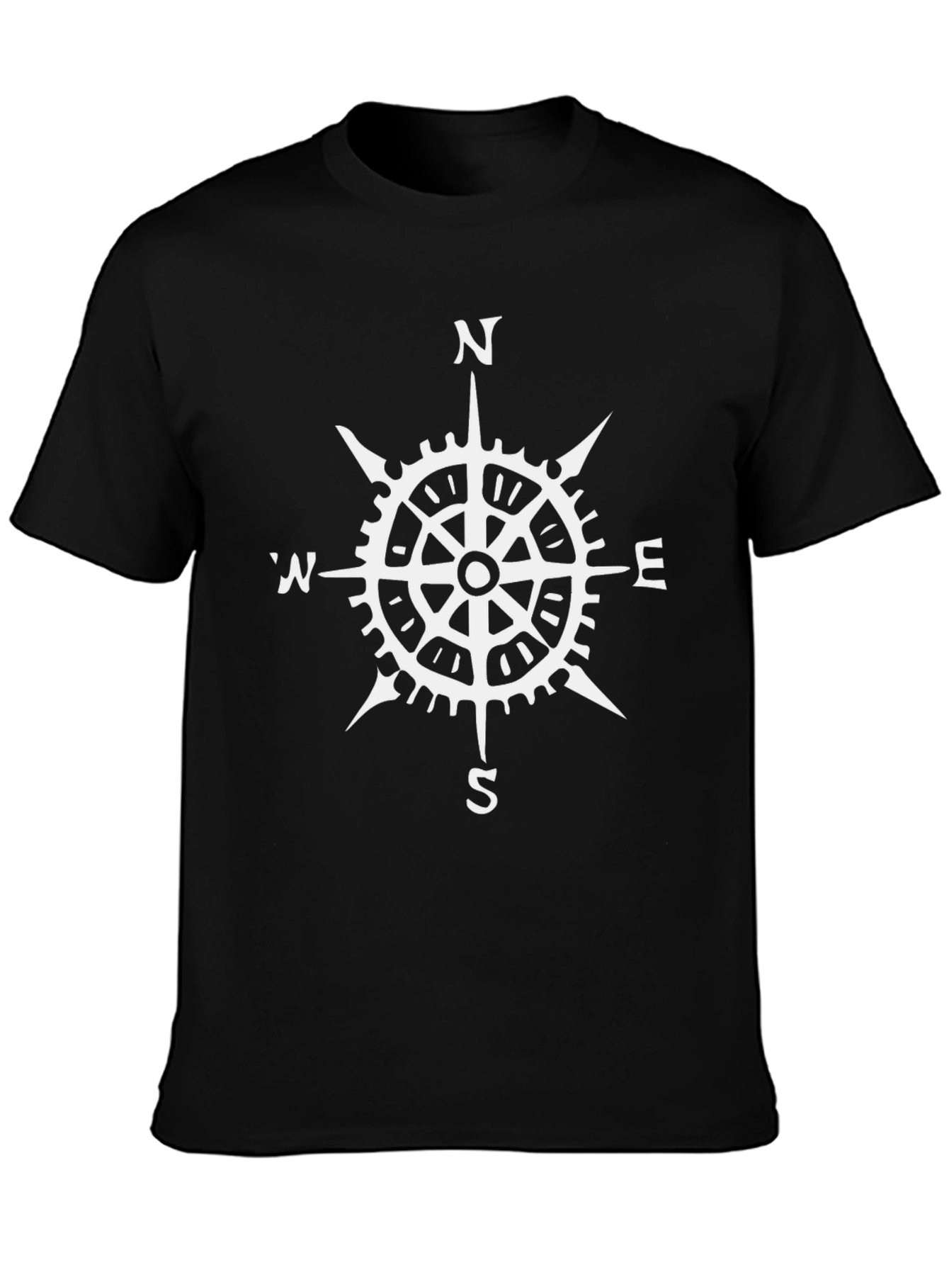 Compass Rose Graphic T-Shirt - Black Cotton Tee