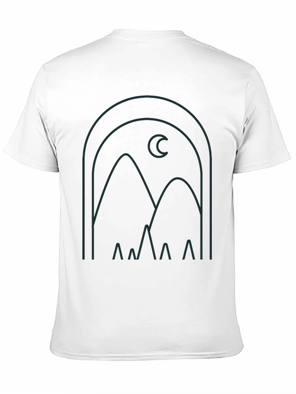 Modern Graphic Tee: Mountain and Moon Design