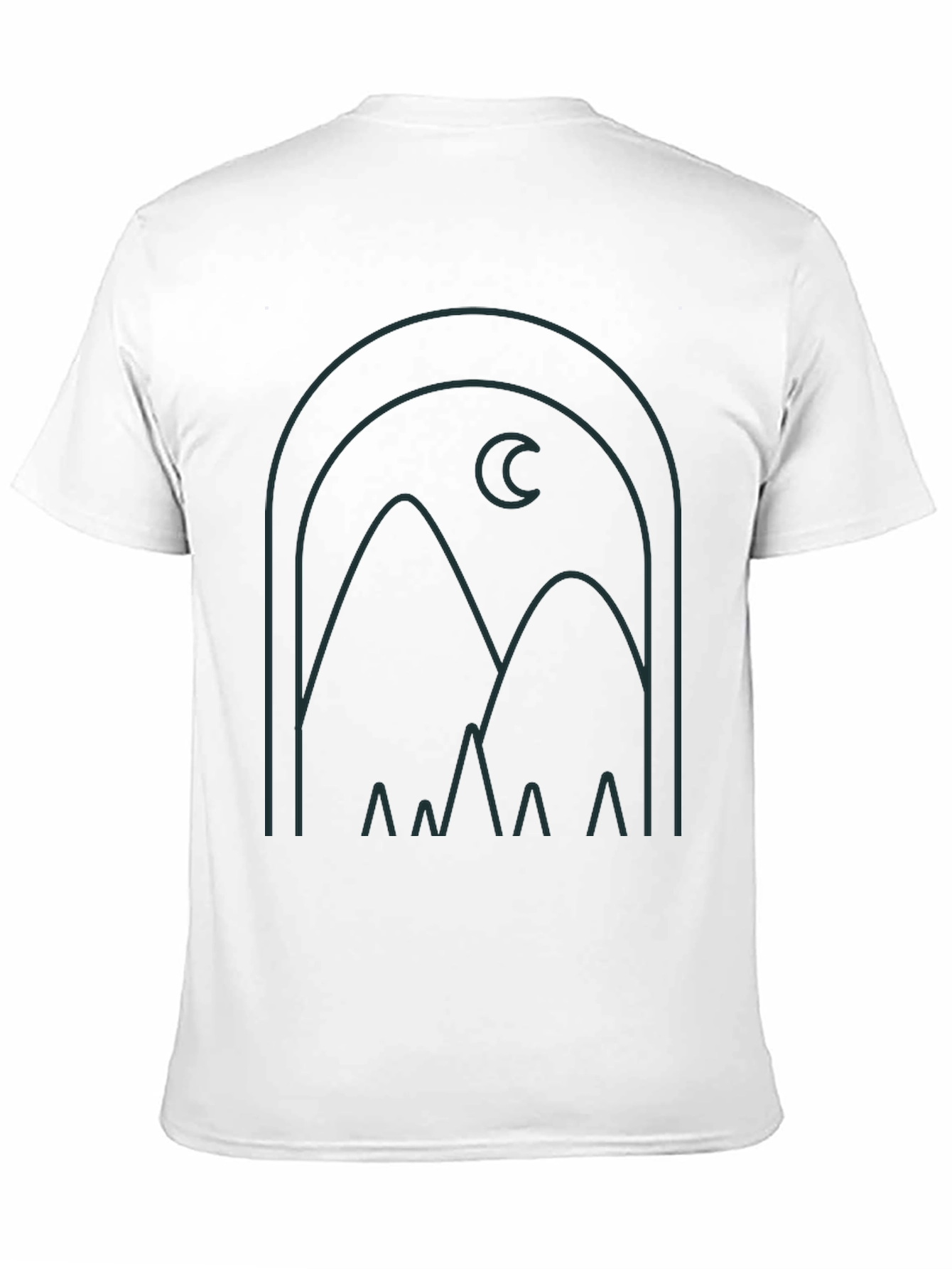 Modern Graphic Tee: Mountain and Moon Design