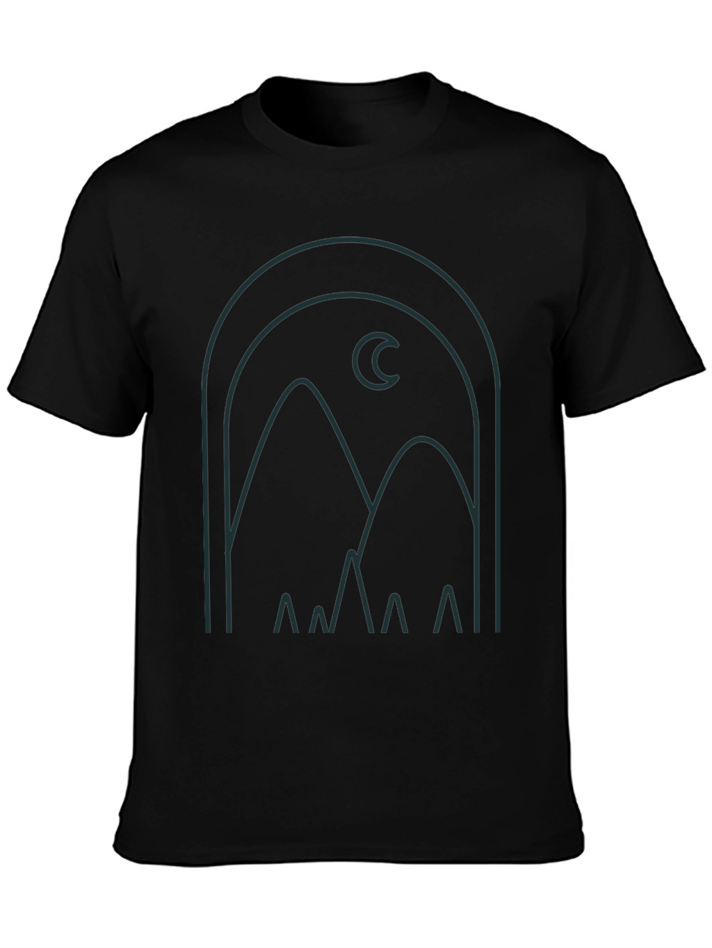 Modern Graphic Tee: Mountain and Moon Design