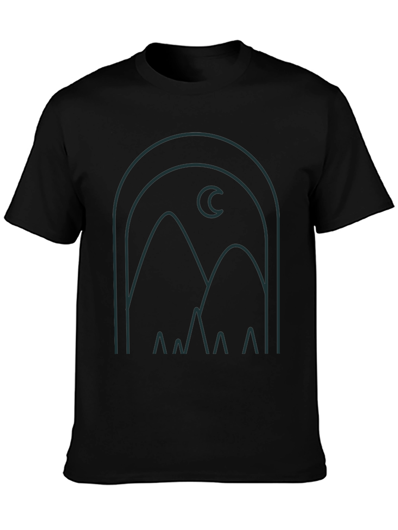 Modern Graphic Tee: Mountain and Moon Design