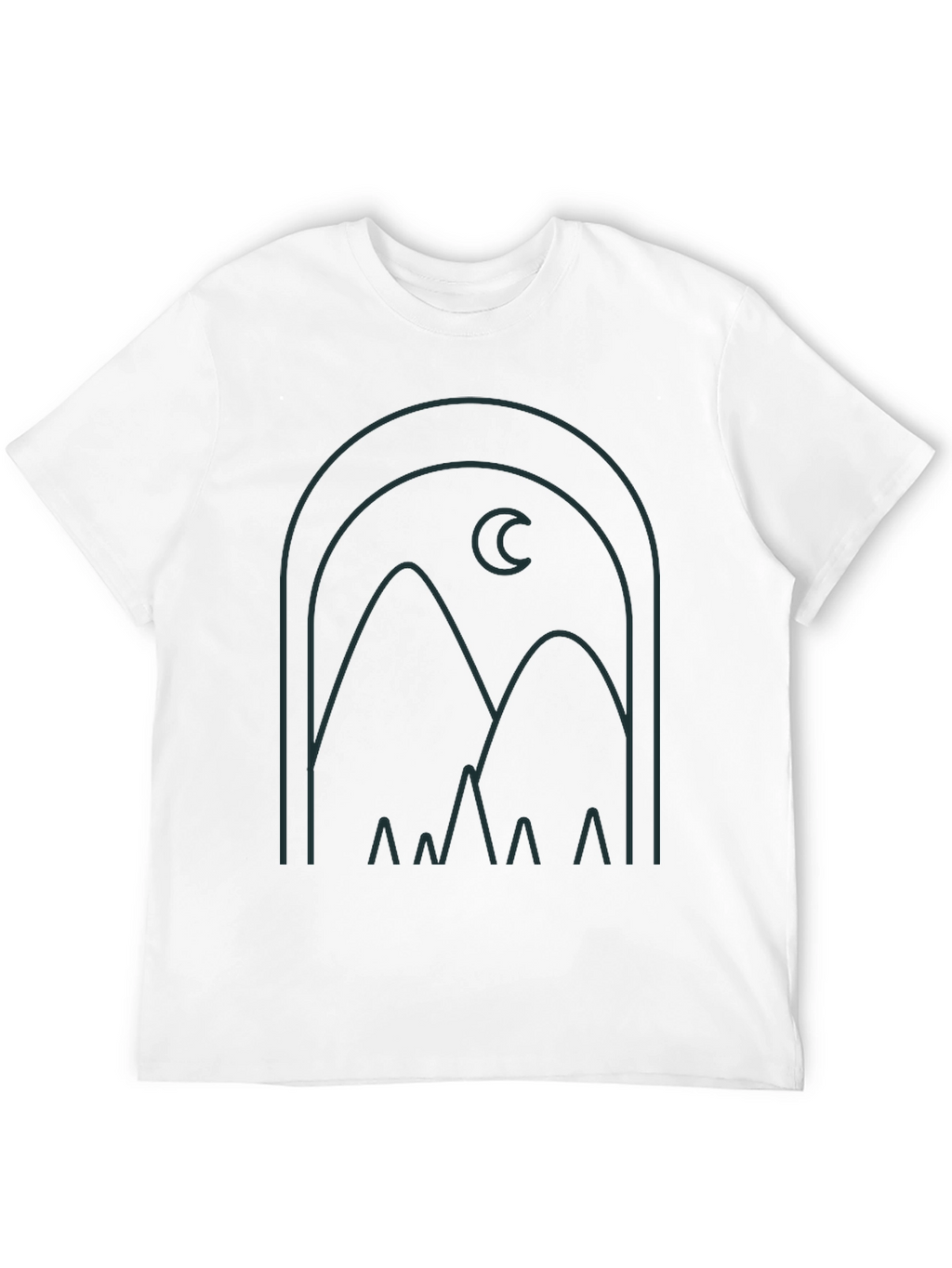 Modern Graphic Tee: Mountain and Moon Design