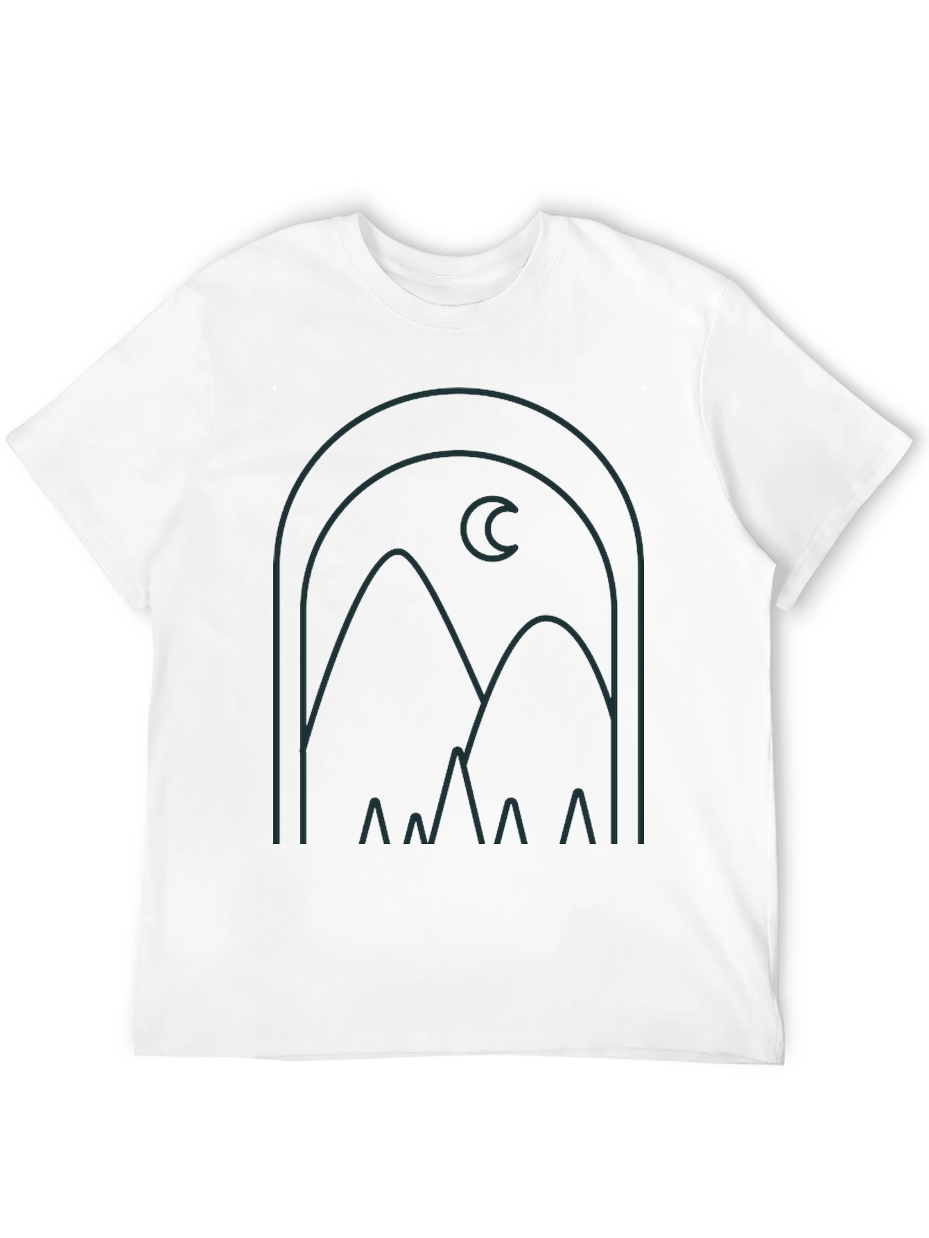 Modern Graphic Tee: Mountain and Moon Design