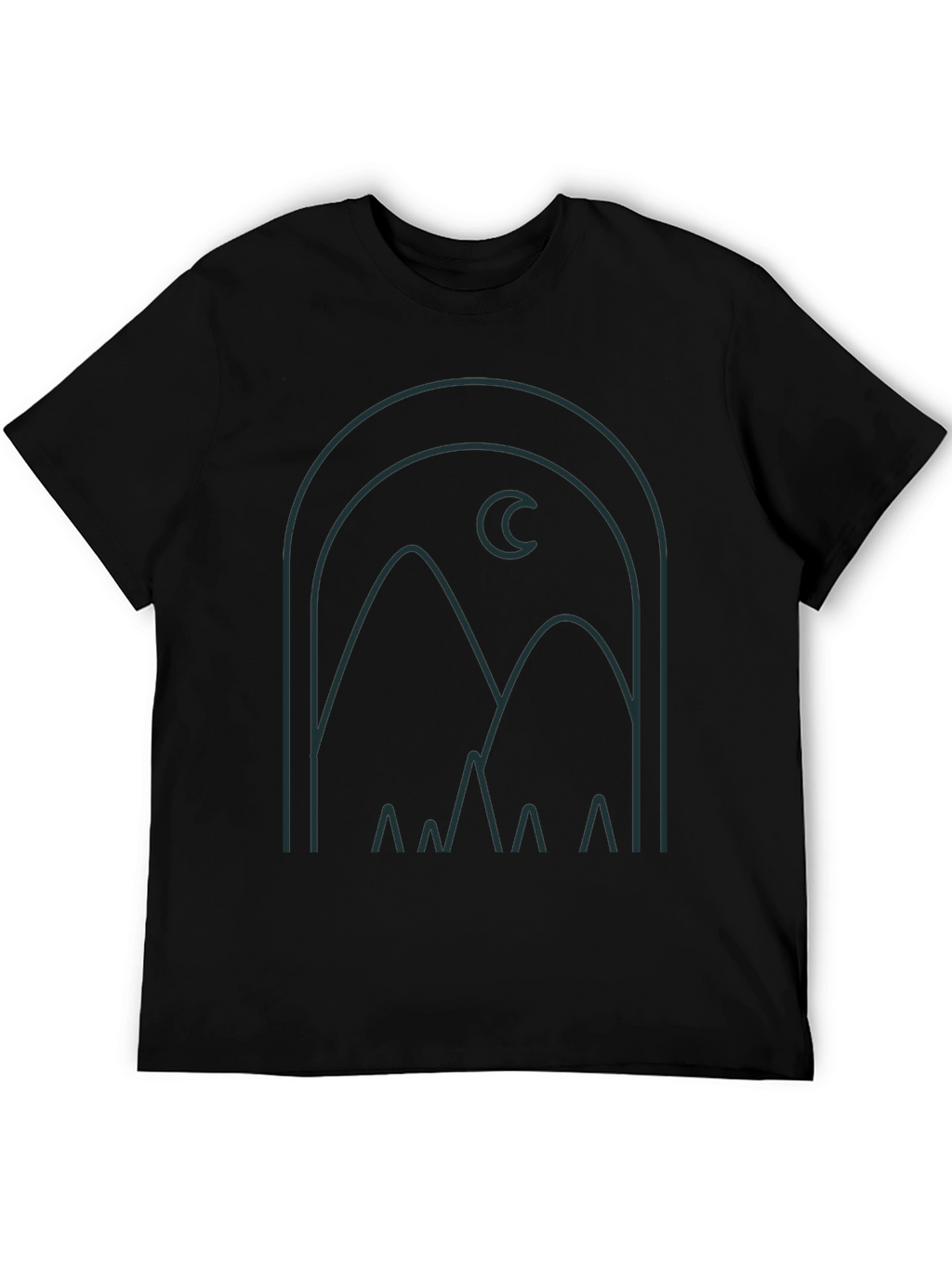 Modern Graphic Tee: Mountain and Moon Design