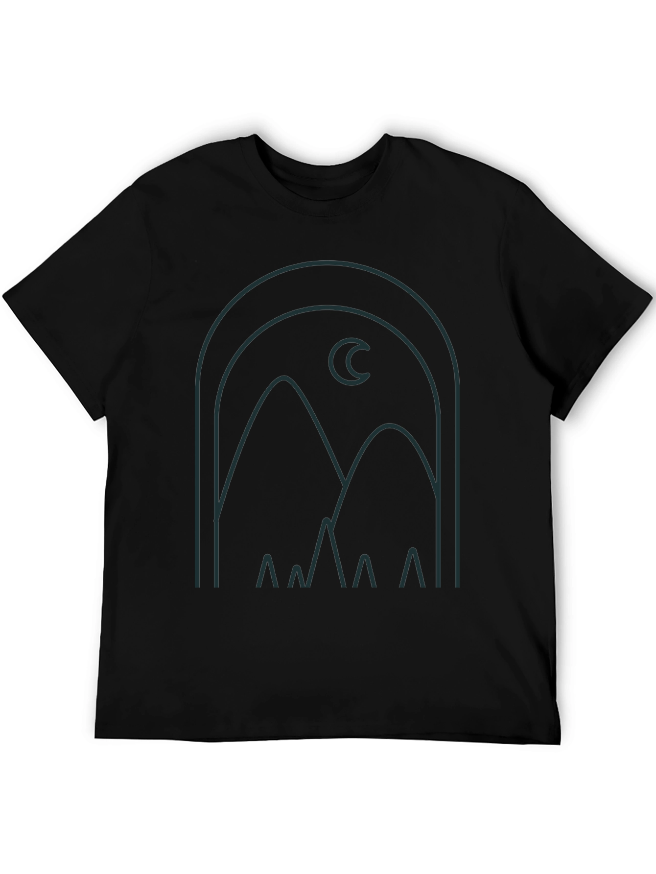 Modern Graphic Tee: Mountain and Moon Design