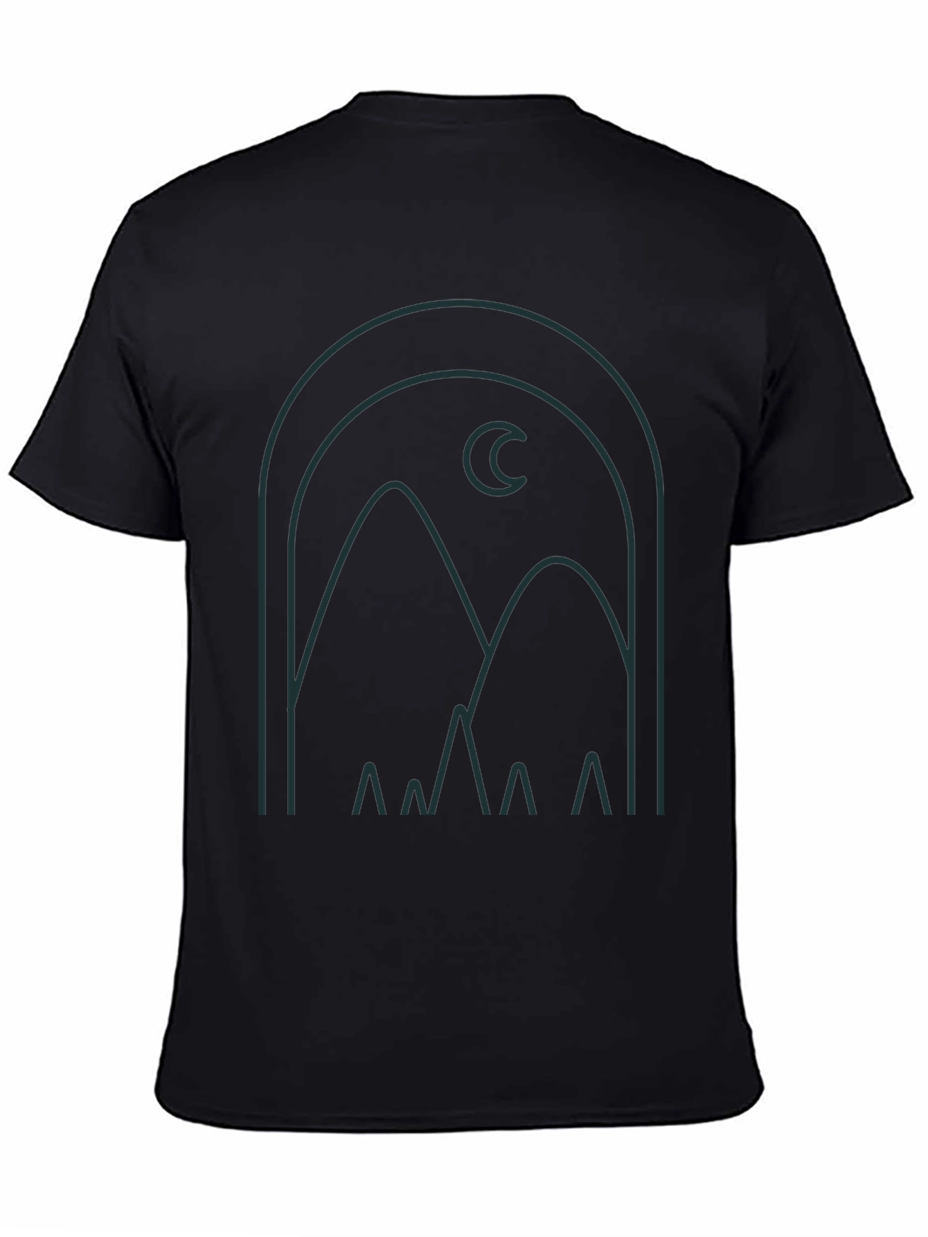 Modern Graphic Tee: Mountain and Moon Design