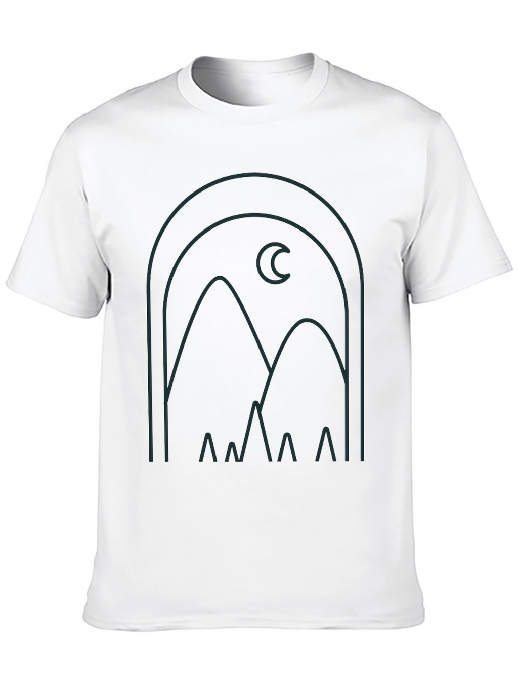 Modern Graphic Tee: Mountain and Moon Design