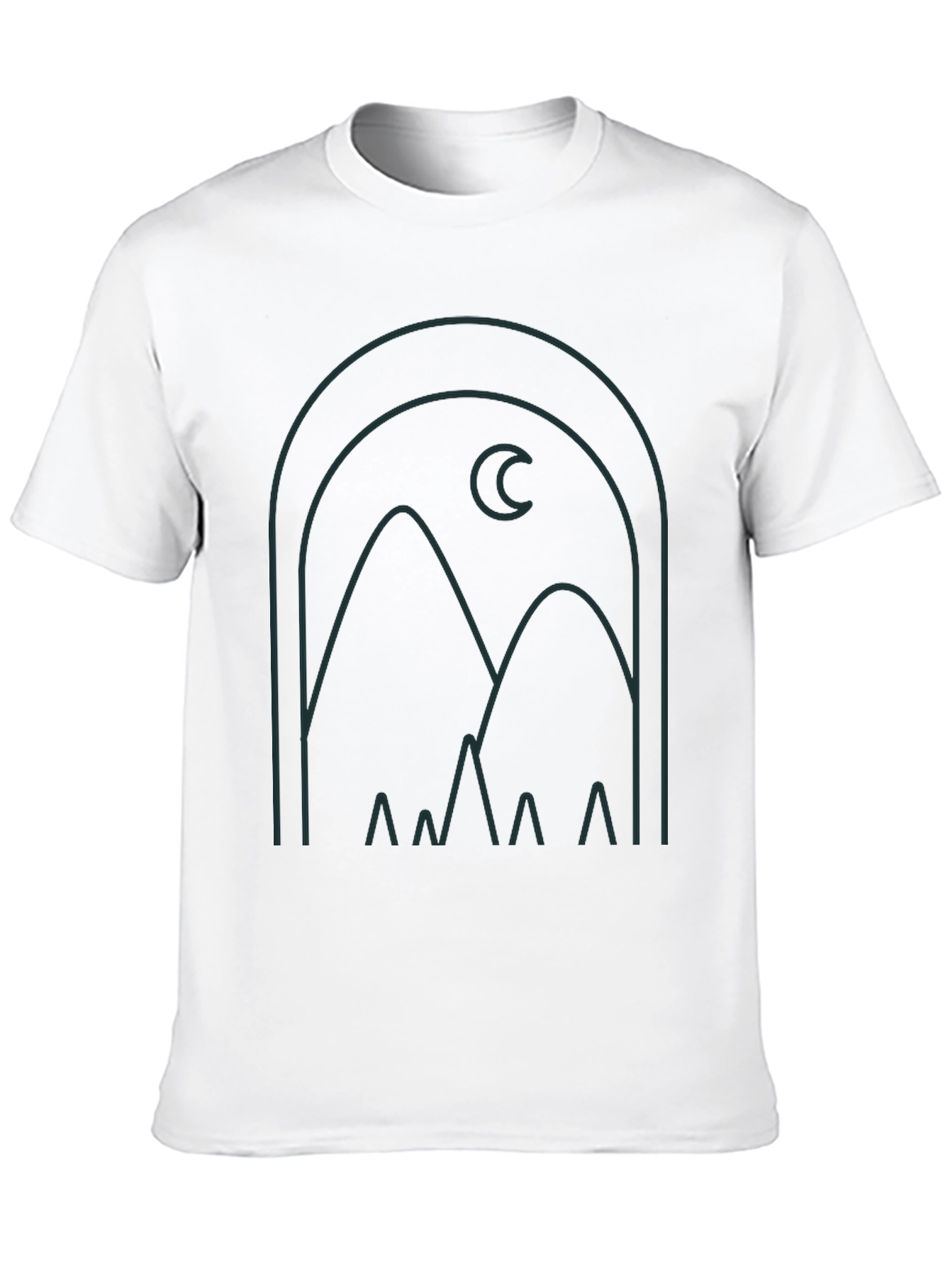 Modern Graphic Tee: Mountain and Moon Design