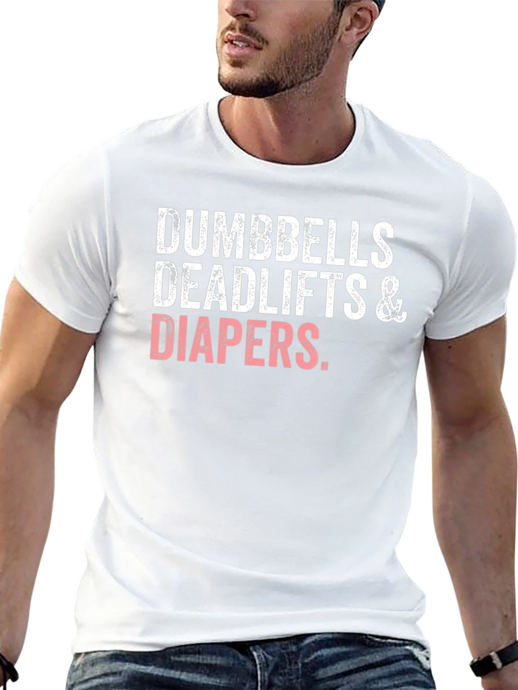 Dumbbells Deadlifts & Diapers Black T-Shirt