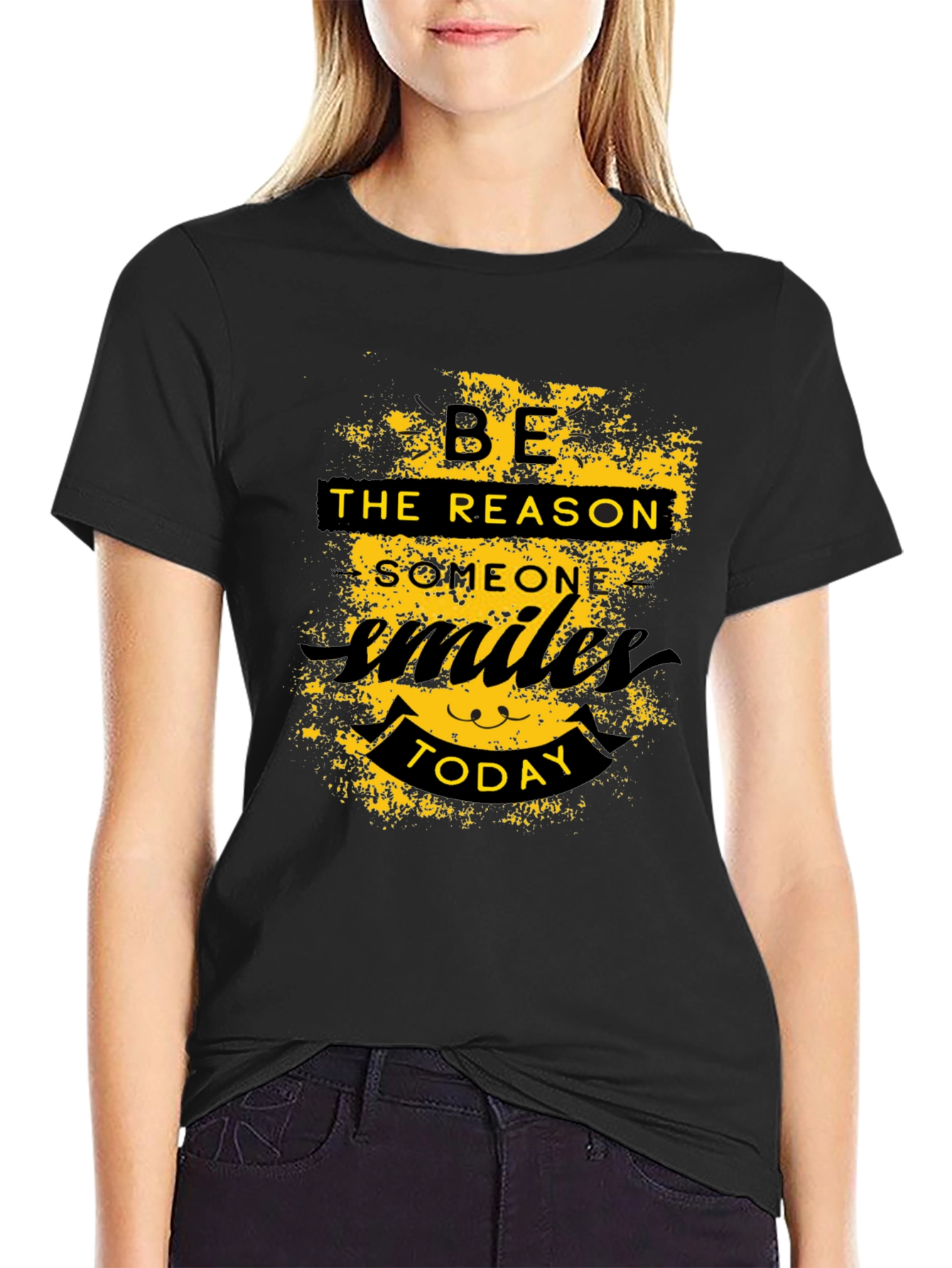 Be the Reason Smile Today Black Graphic T-Shirt