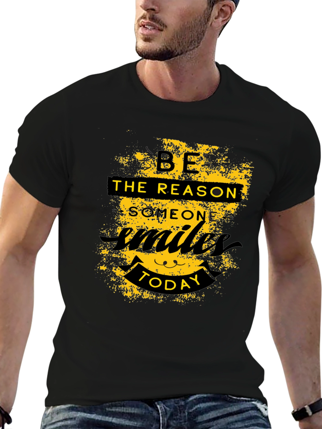 Be the Reason Smile Today Black Graphic T-Shirt