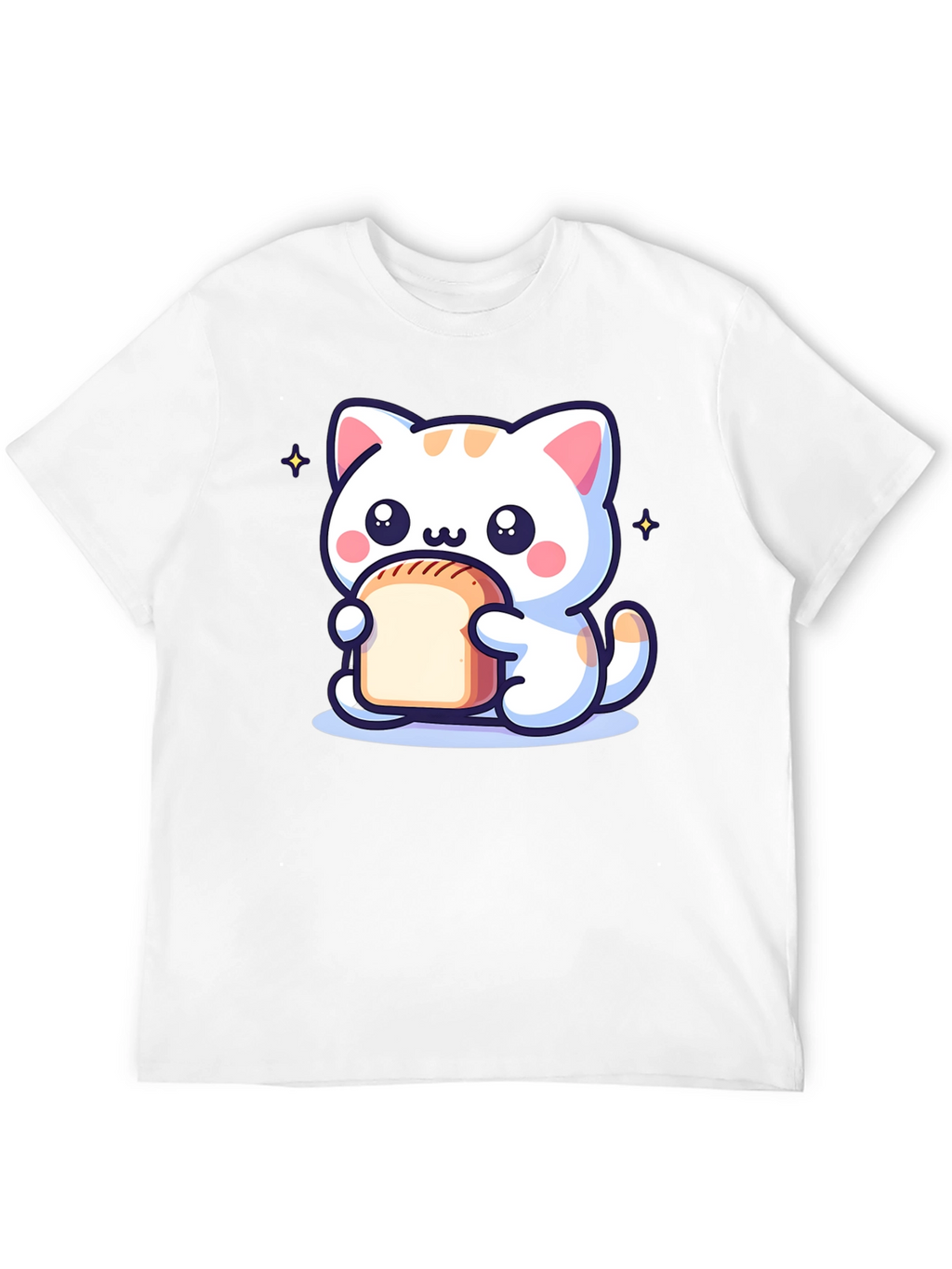 Cute Cartoon Cat Holding Bread T-Shirt