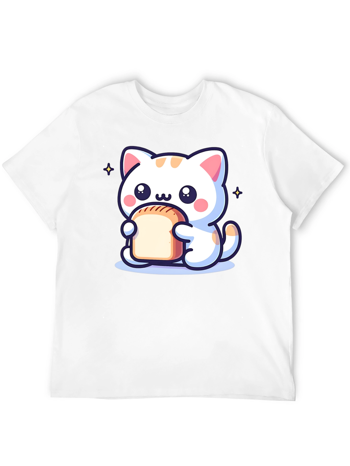 Cute Cartoon Cat Holding Bread T-Shirt