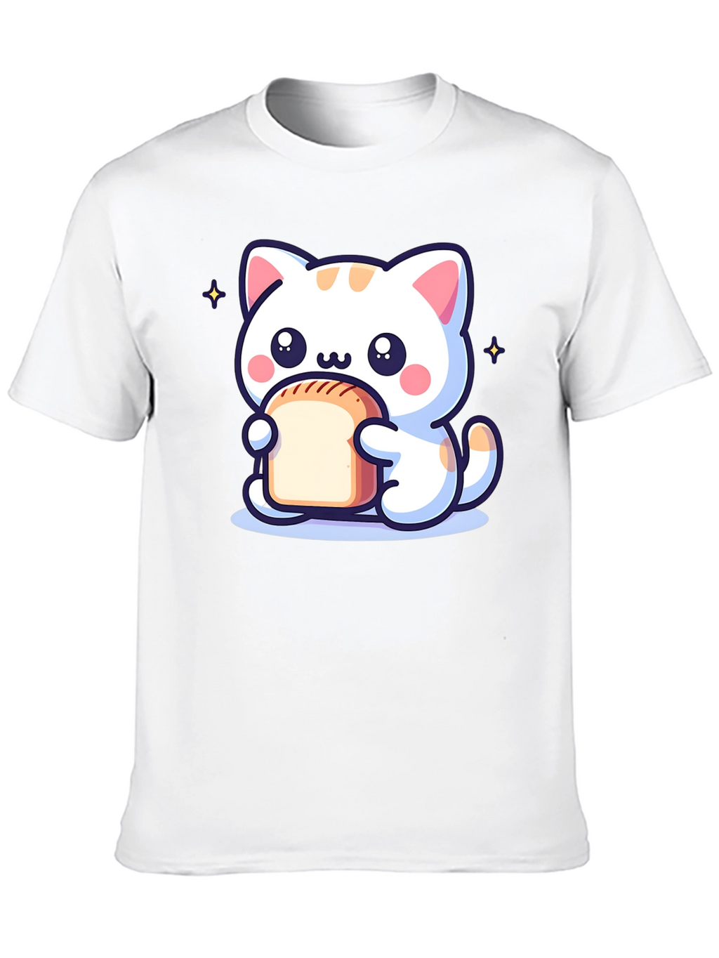 Cute Cartoon Cat Holding Bread T-Shirt