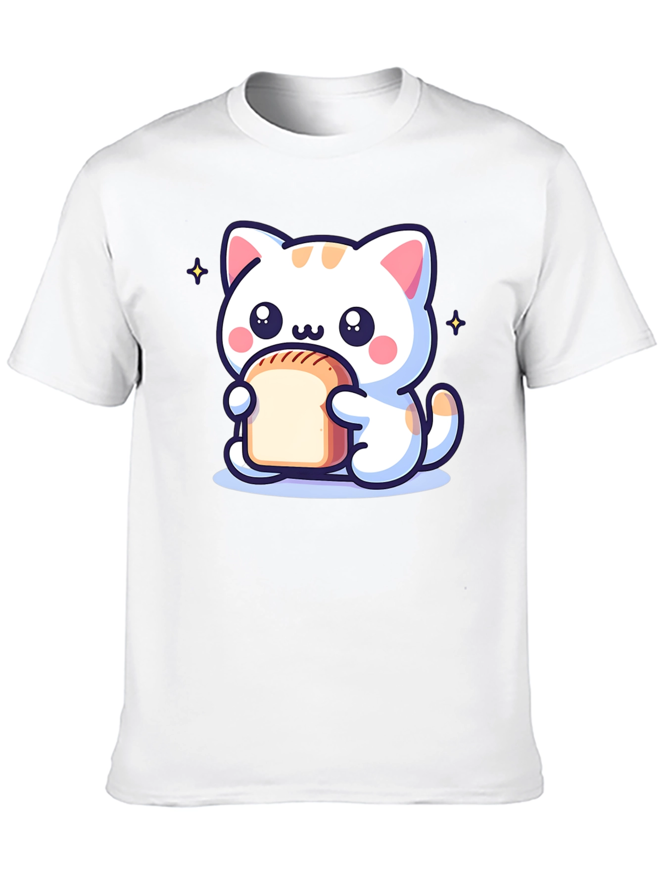 Cute Cartoon Cat Holding Bread T-Shirt