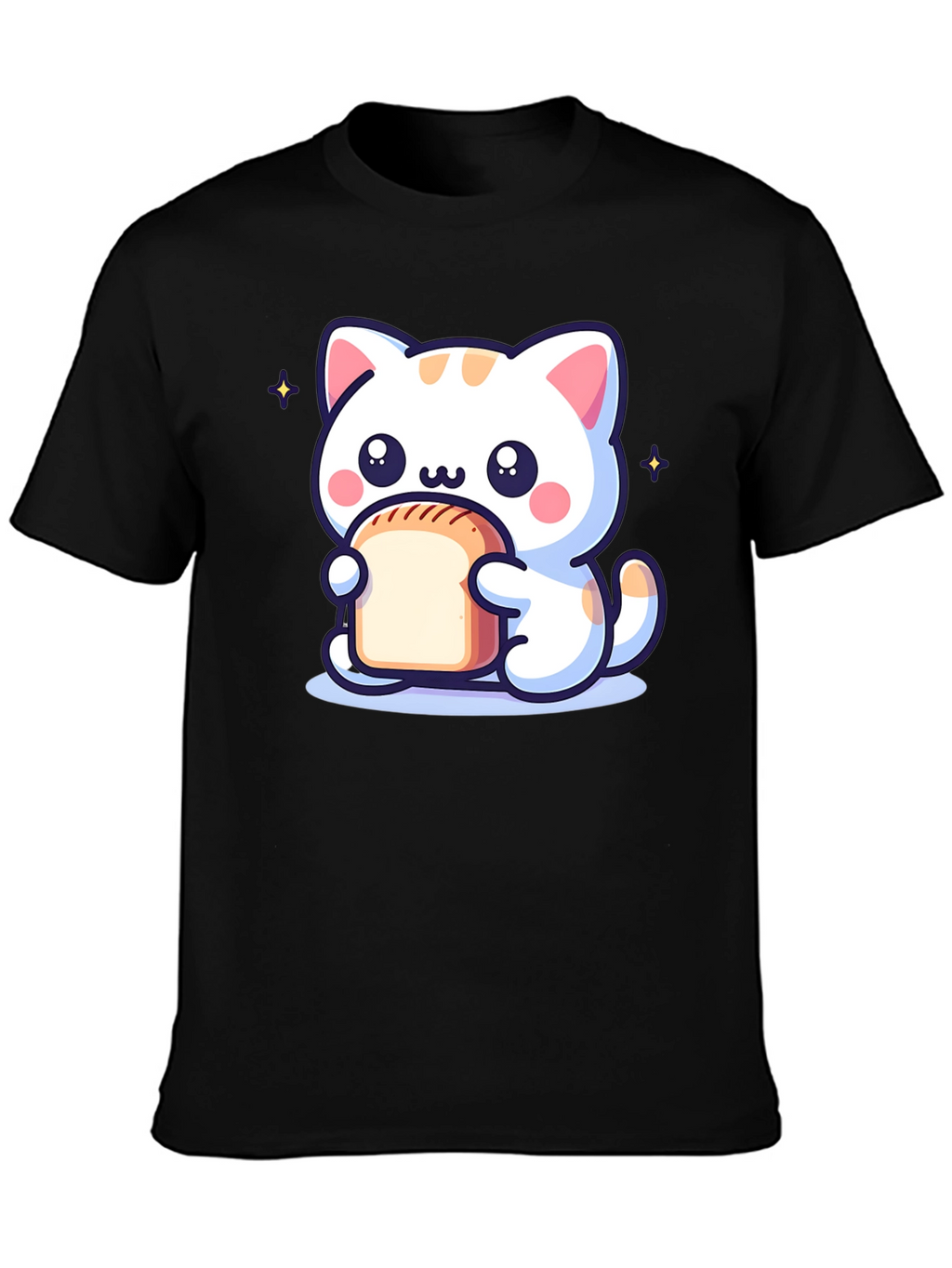 Cute Cartoon Cat Holding Bread T-Shirt